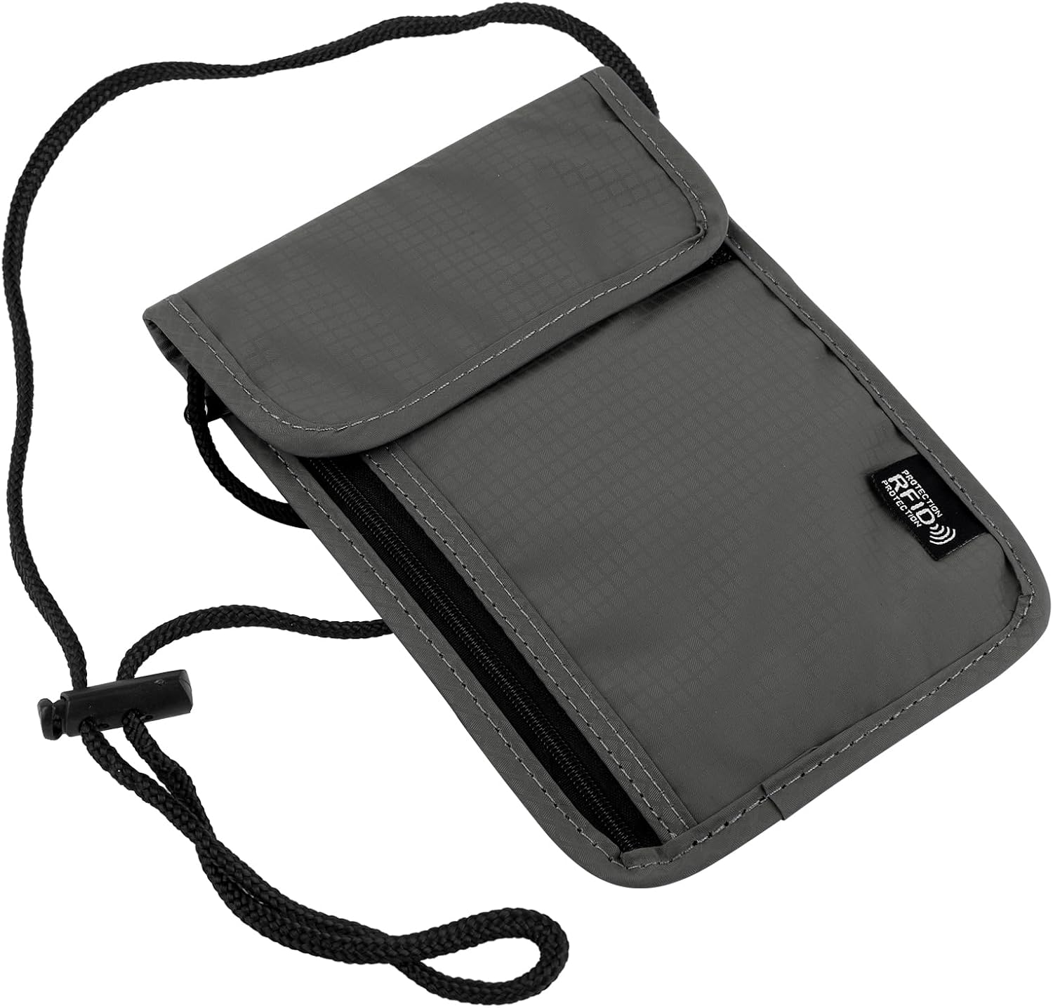 Neck Pouch with RFID Protection, Anti-Theft Unisex Travel Purse, Waterproof Black Mobile Phone Shoulder Bag Men, Neck Pouch Boys for Passport, Credit Cards, Smartphone, Coins, Money, Gray, Anti-Theft image number 4