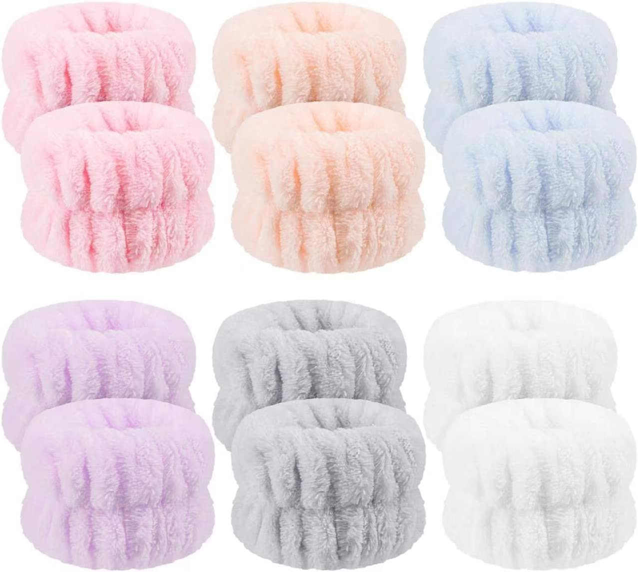 Anmieciu 12Pcs Wrist Washband Set, Face Washing Bands, Microfiber Spa Wash Towels, Prevent Liquid from Spilling down Your Arms