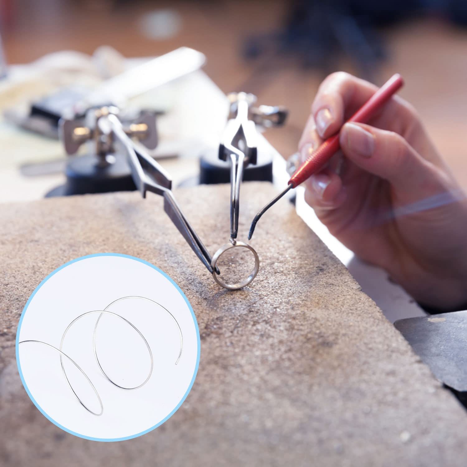 AIEX 14Inch Silver Solder Wire, Low Temp Silver Solder Wire Hard Silver Welding Wire Tools for Jewelry Making Repair Electronic Soldering Diameter 0.8Mm