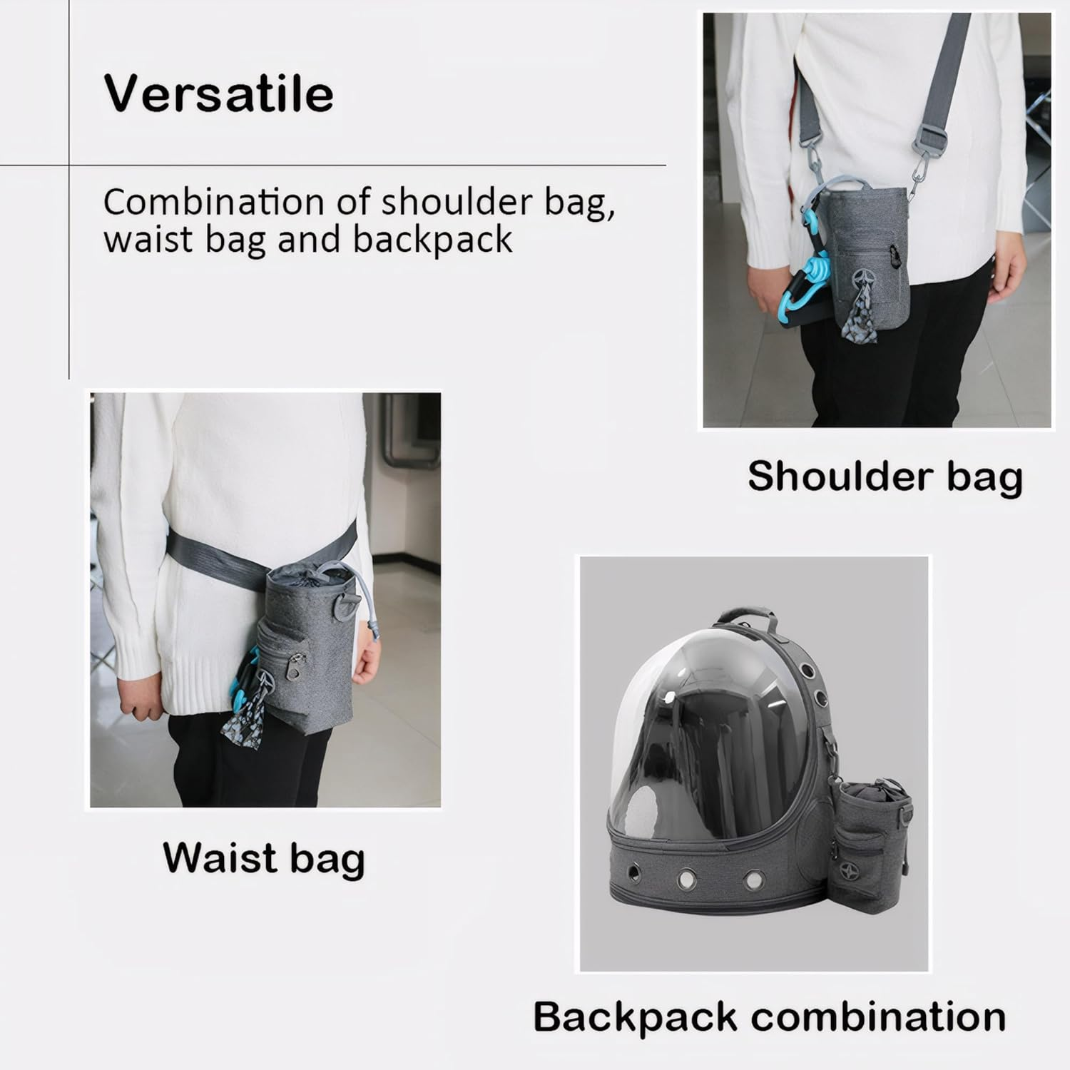 Dog Portable Training Treat Pouch, Poop Bag Dispenser Holder with Drawstring Compartment image number 1