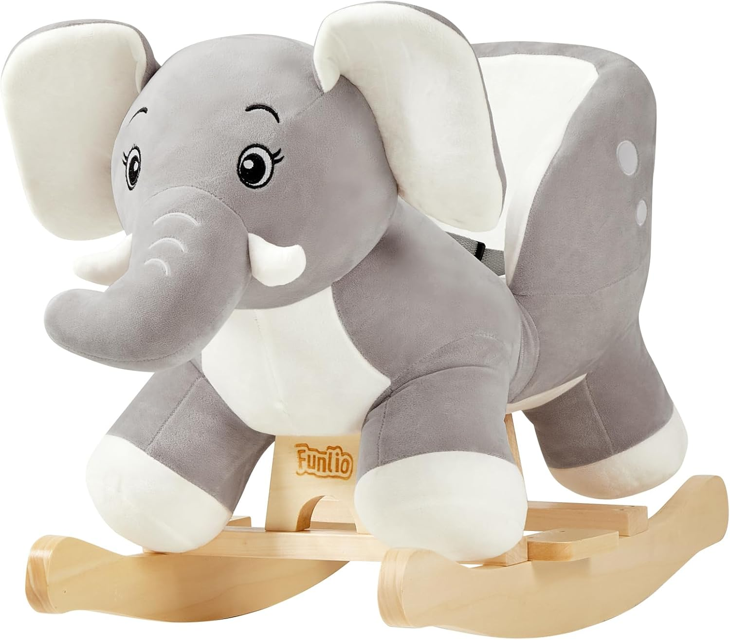 FUNLIO Elephant Baby Rocking Horse for Toddlers 6 Months to 3 Years, Cute & Graceful Grey Elephant Rocker for Baby Girl, Stuffed Plush Ride-On Rocking Animal, Easy to Assemble, CPC & CE Certified image number 1