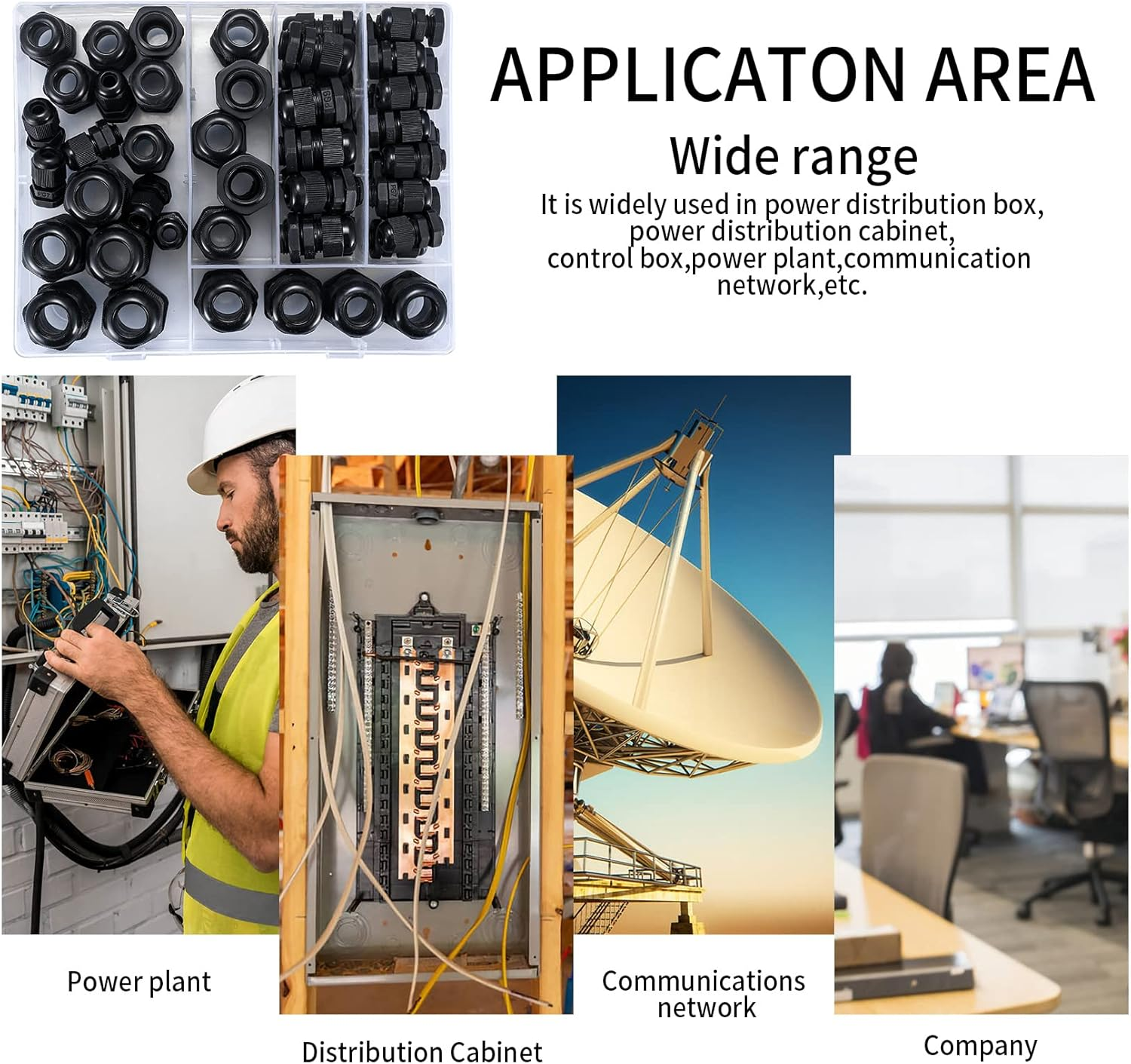 Pack of 50 Cable Glands Set, IP68 Waterproof Adjustable Cable Grommet, Black Adjustable Cable Connectors, Cable Connectors Set - PG7/9/11/13.5/16/19/21 PG25/29/36/42/48/63 - White image number 7