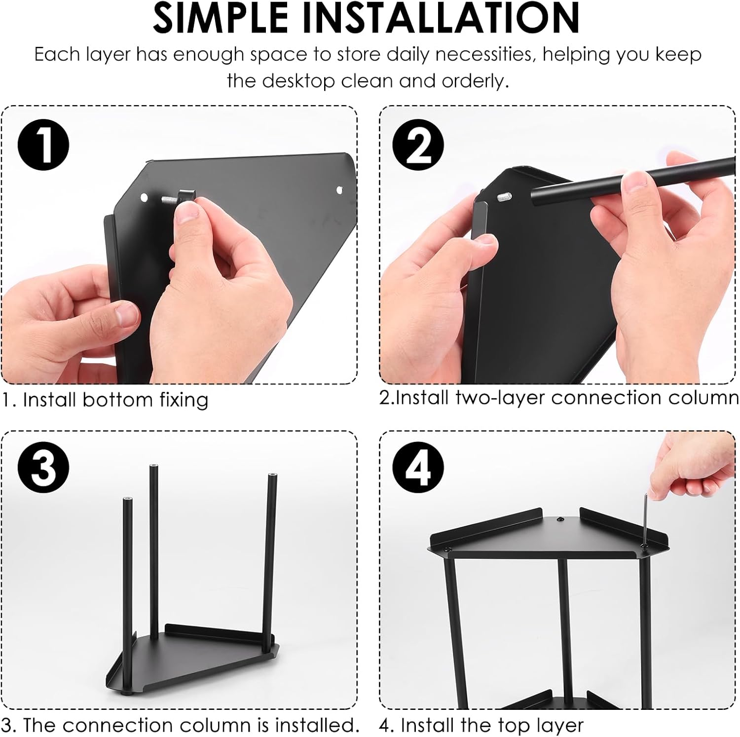 Makeup Organizer, Cosmetic Storage Display Case with 2 Layers Large Capacity Display Case for Vanity Cosmetics Organizer Storage for Bathroom Counter Dresser Brushes Lipsticks Skin Care Beauty (Black) - Black image number 4