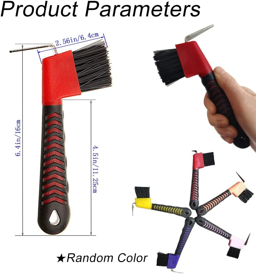 Dhinkyoung Horse Hoof Pick Brush with Handle, Sturdy Hoofpick Brush, Horseshoe Brush Horses Hoof Groove Cleaner for Horses, Donkey, Goat, Tires and Hiking Boots(Random Colour) image number 2