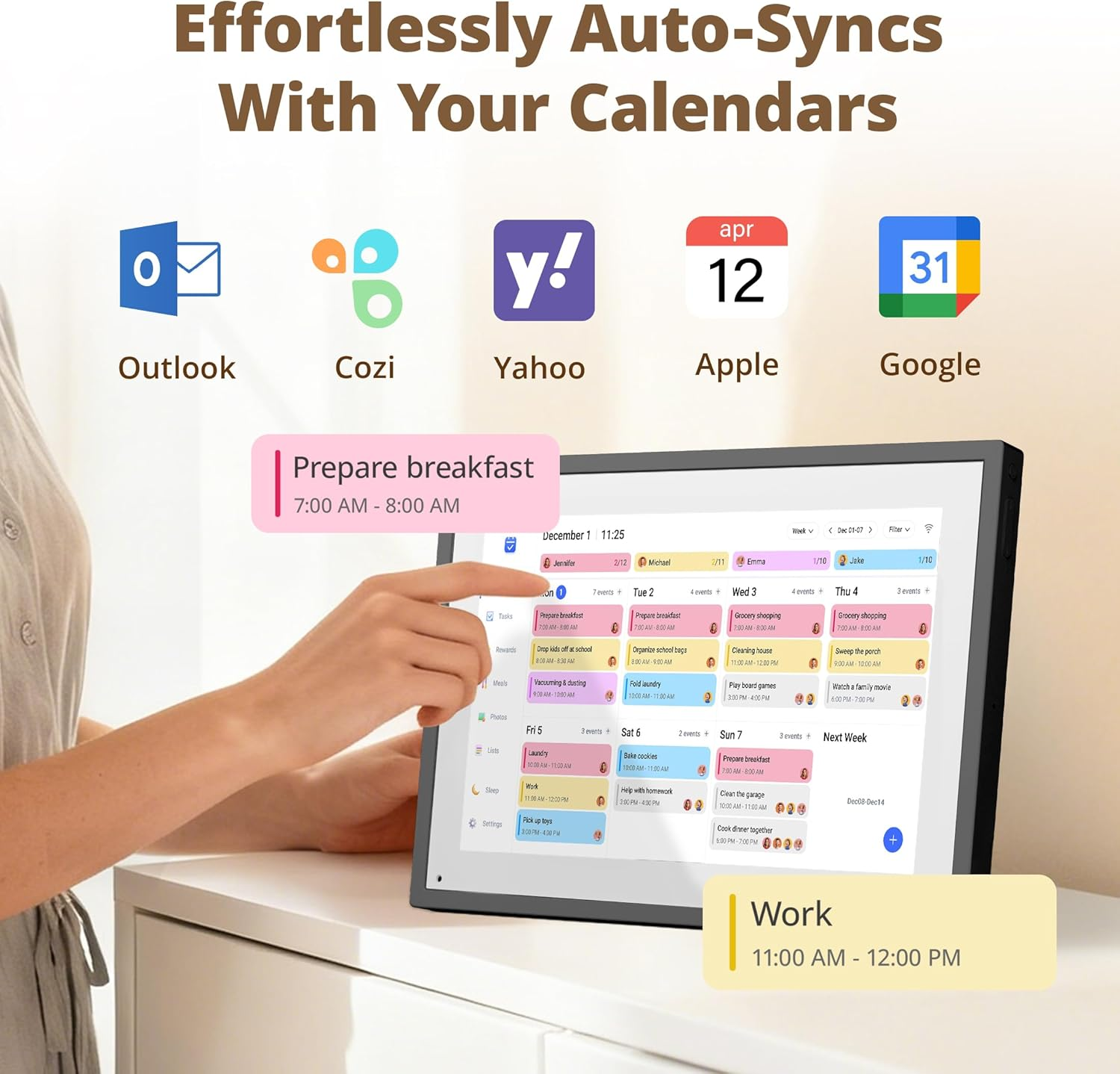 Dragon Touch 10.1 Inch Digital Calendar Chore Chart &ndash; Interactive Touchscreen,Digital Picture Frame Smart Family Planner, Hearth Display Desk Digital Calendar Seamless Scheduling Black image number 1