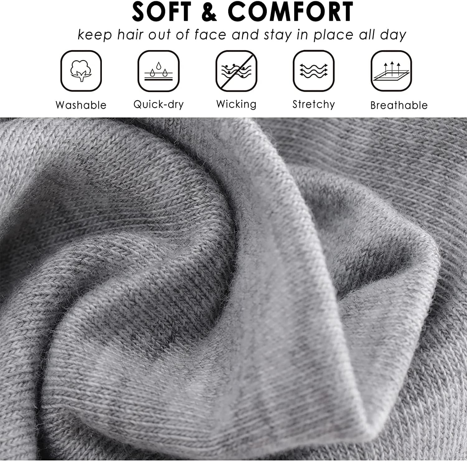 Witbicg Women'S Headbands, Sweatband, Forehead Sweatband, Head Sports Headband, Thin Sports Headband, Hair Band, Boys for Running, Cycling, Yoga, Elastic Moisture Wicking Pack of 6 image number 6