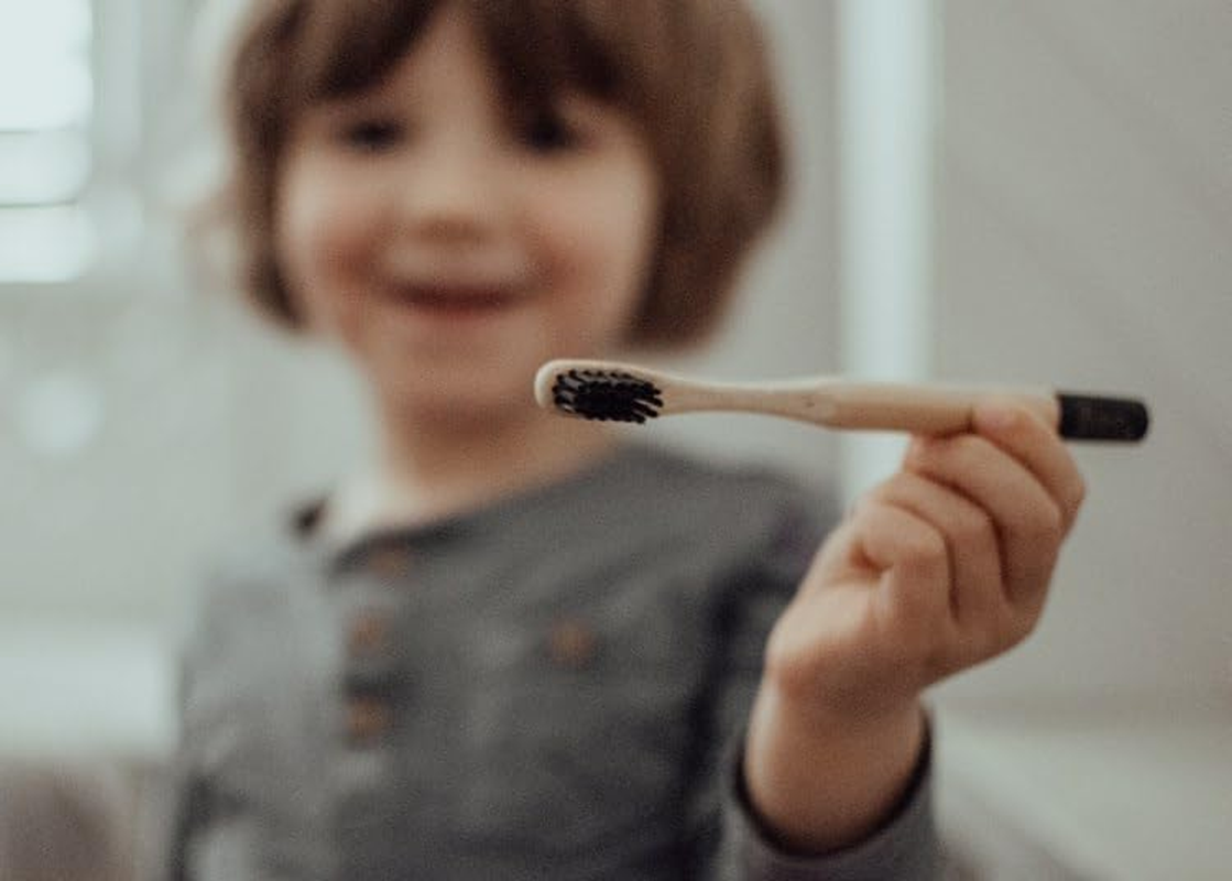 The Boo Collective Bamboo Children Toothbrush Set, Soft Toothbrush for Kids and Toddlers, Black Children Toothbrushes with Soft Bristles, Vegan, Sustainable, Australian-Owned Brand, Pack of 4