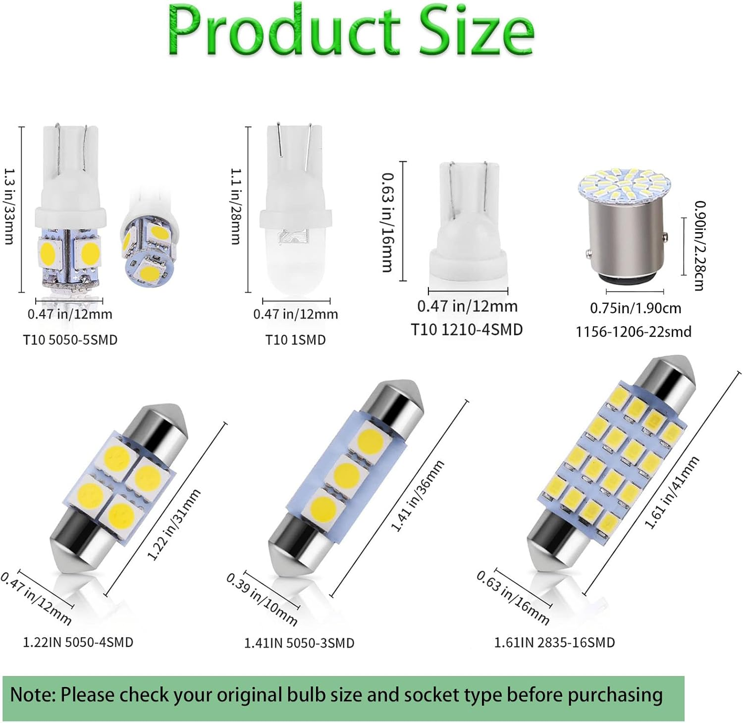 14 Pcs Car Led Lights Interior,De3175 T10 31Mm 41Mm 194 LED Bulbs,Led Bulbs Dome Car Light Interior Kit Set,For Indoor Map Dome/Trunk/License Lights/Door Side Marker/Trucks Width Lamp