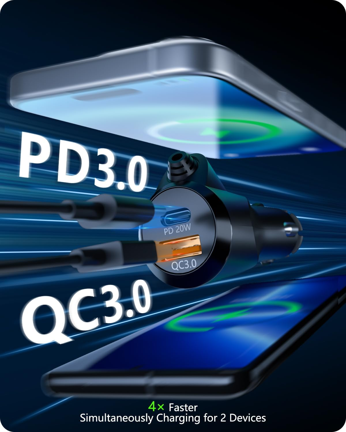 LENCENT Bluetooth 5.3 Car FM Transmitter, Hi-Fi Treble & Bass Music Player, PD20W QC18W Fast Car Charger, Radio Bluetooth Car Adapter with Dual Mics for Hands-Free Call, Siri, U Disk/3.5Mm AUX image number 6