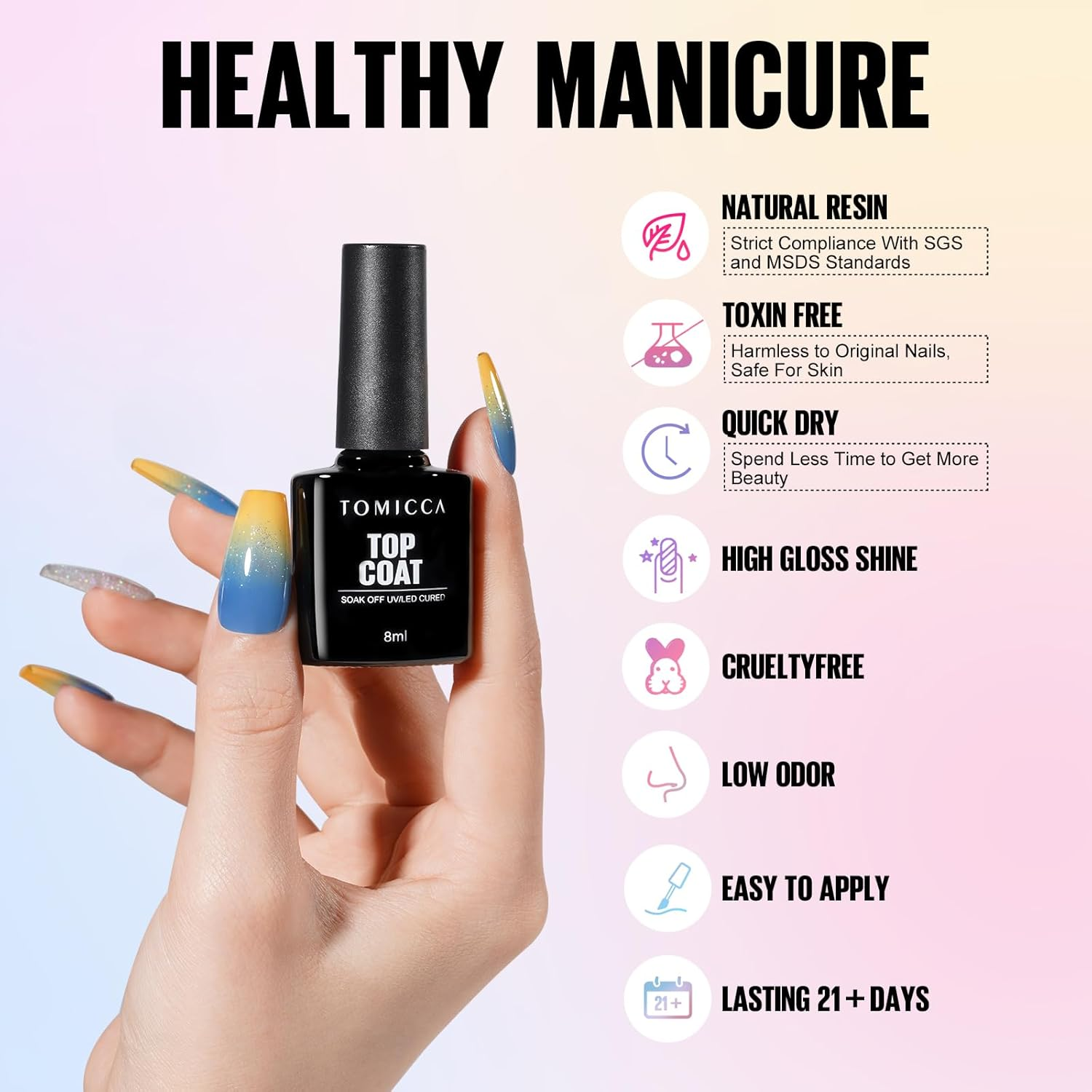 TOMICCA 40 PCS Gel Nail Polish Set 36 Colors Jelly Gel Polish with Glossy & Matte Top Coat Base Coat Blooming Gel Starter Kit Soak off UV Gel Nail Kit Nail Art DIY Manicure Suit for All Seasons image number 1