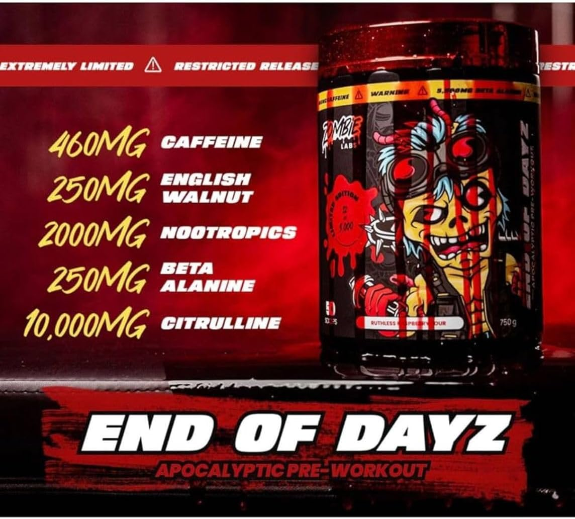 Zombie Labs End of Dayz Pre-Workout 50 Serves Wicked Watermelon image number 4