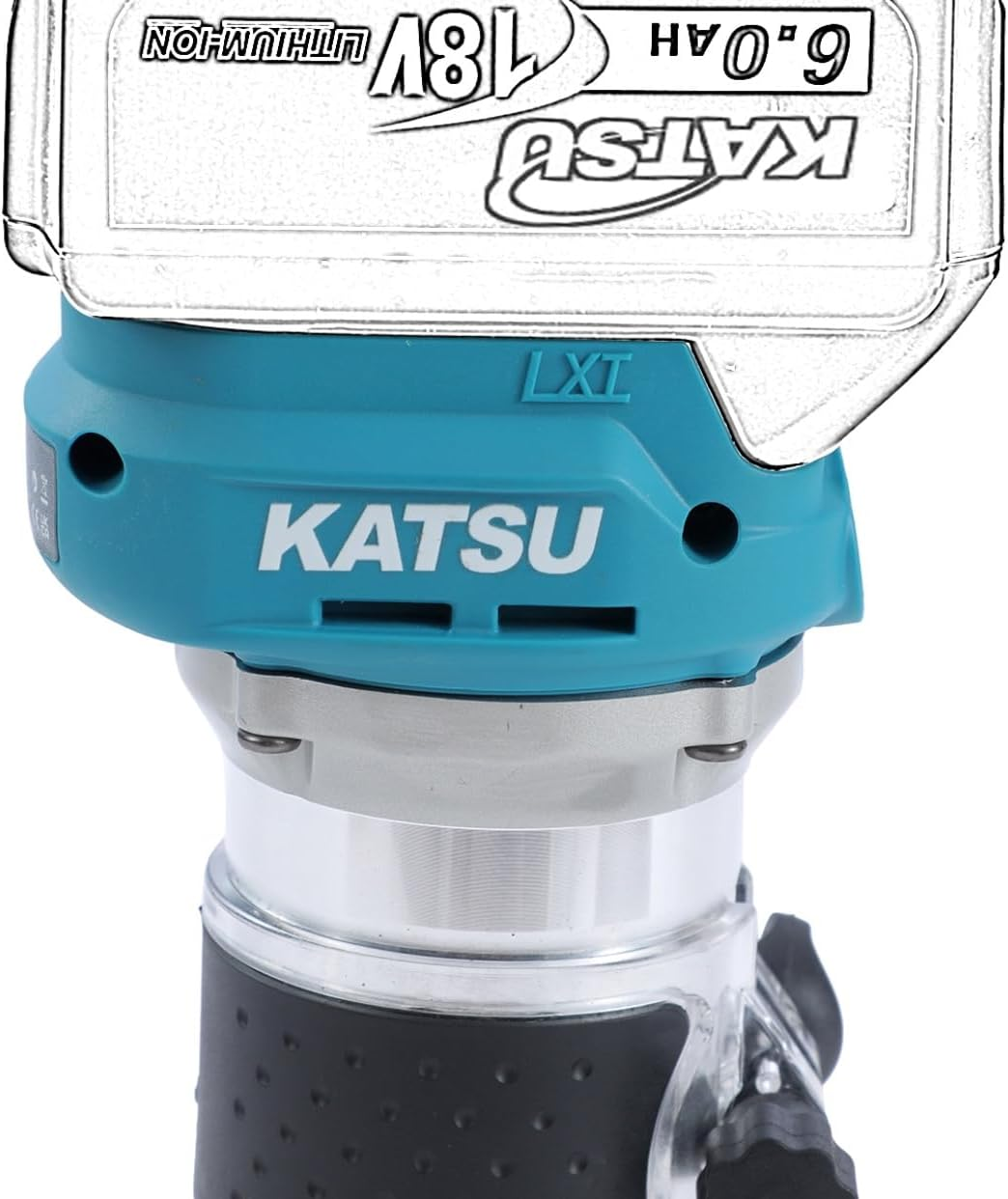 Katsu Fit-Bat 102770 18 V/21 V Brushless Cordless Router Wood Router Edge Milling Cutter with Trimmer Base, 3 Collets 1/4 Inch, 6 Mm and 8 Mm, without Battery and Charger image number 3