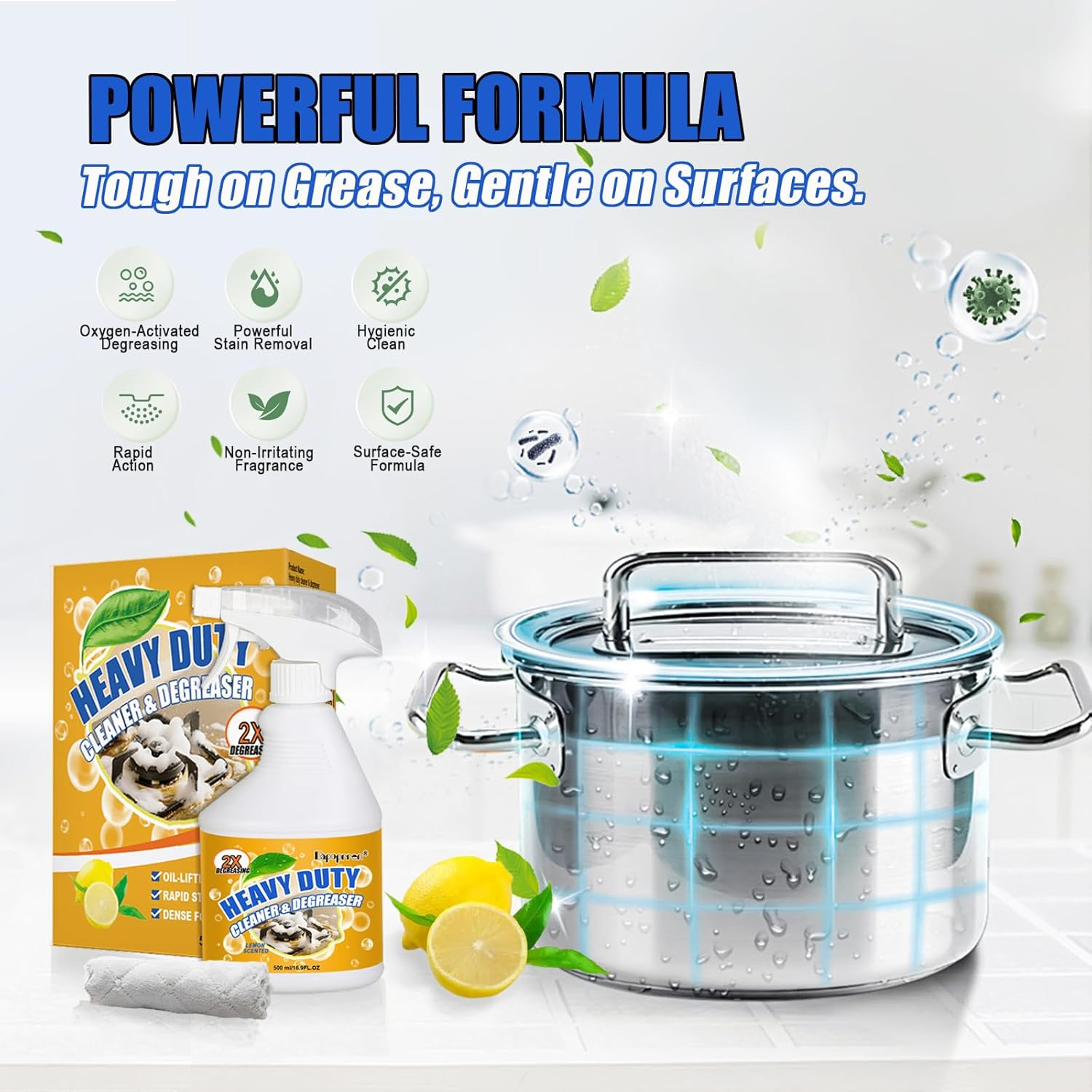 500Ml Heavy Duty Kitchen Foam Cleaner - Multifunctional Kitchen Foam Cleaner to Clean up Kit-Chen Oil Stains,Grease & Burnt Residue on Pots, Pans, Ovens, Surfaces & Appliances image number 4