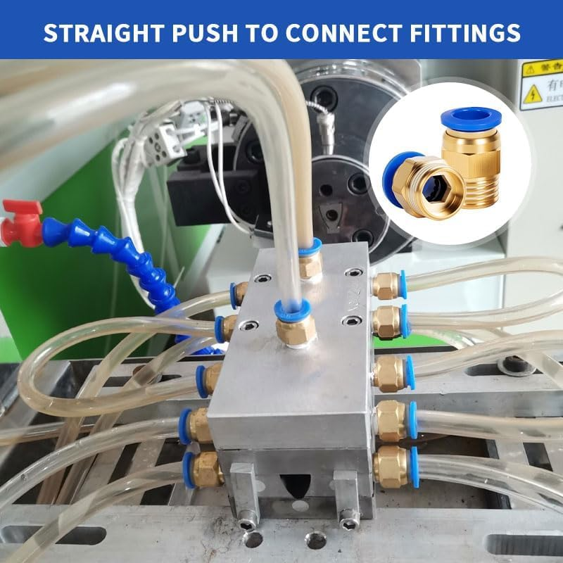 6Pcs 1/4G X 6Mm Push to Connect Fittings, Pneumatic Quick-Connect Adapters 1/4 Inch Thread Tube OD, Straight Push-Fit Air Fittings, Dual-Port Nylon Connectors (1/4" G Male X 6Mm Tube OD) image number 4