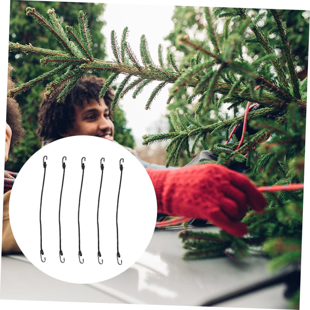 INOOMP 5Pcs Elastic Luggage Straps for Bicycle Motorbike Tensioner Belt High Strength Retractable Ratchet Straps Wide Elasticity Protect Frame from Scratch Random Color image number 3