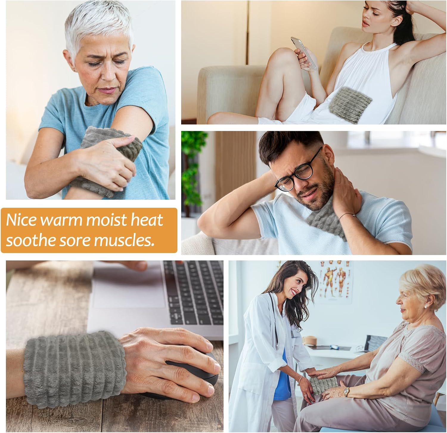 Vecozey Microwavable Heat Pack for Pain Relief with Removable Cover 28 * 15.5Cm Microwave Heat Bag with Nature Moist Heat for Knee, Neck & Shoulder Discomfort Warm Compress