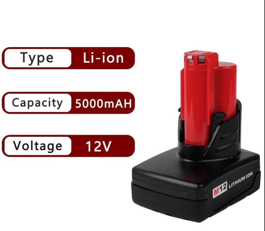 [2 Pack] Tavice 12V Battery Comaptible for Milwaukee M12 | 6.0Ah High Capacity Li-Ion Battery image number 2