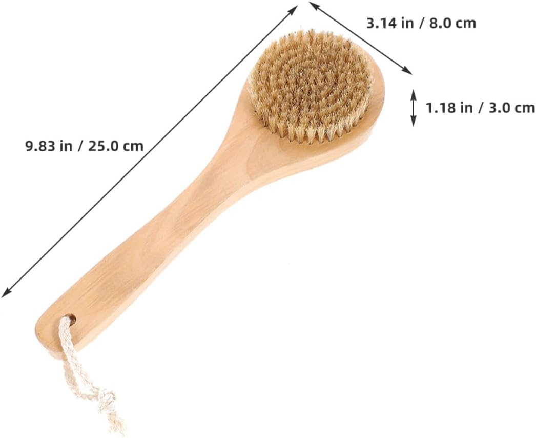 OKUMEYR Soft Bristle Boar Bristle Bath Brush with Wooden Handle Exfoliating Massage Shower Brush for Body Cleansing and Skin Care Medium Size Suitable for Home and Travel Use image number 3