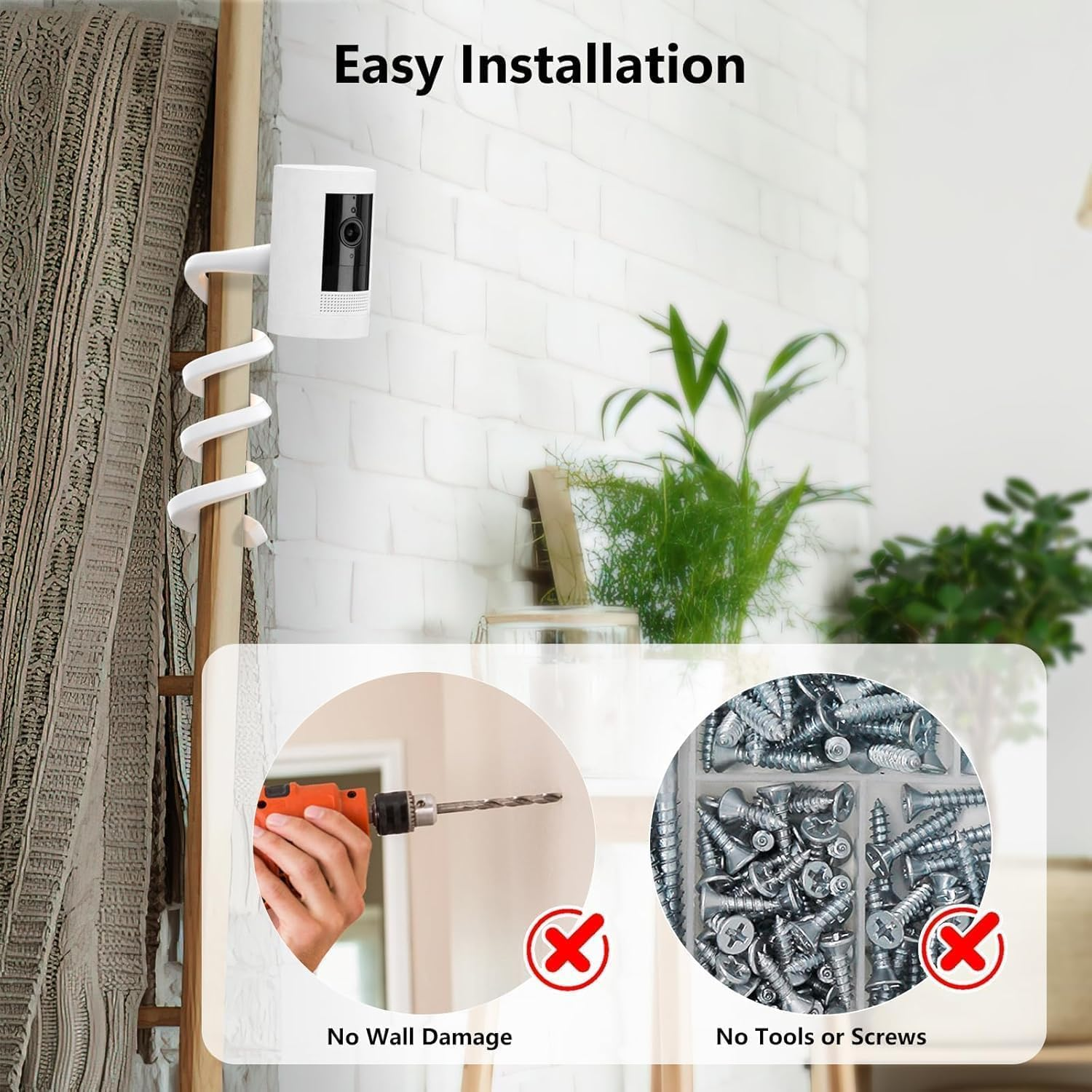 1PACK Flexible Twist Mount for Ring Outdoor Cam Plus/Plug-In 3Rd Gen/Stick up Cam Pro Battery & Spotlight Cam/Pro/Plus (Battery), Attach Your Ring Camera Everywhere,Easy Installation image number 5