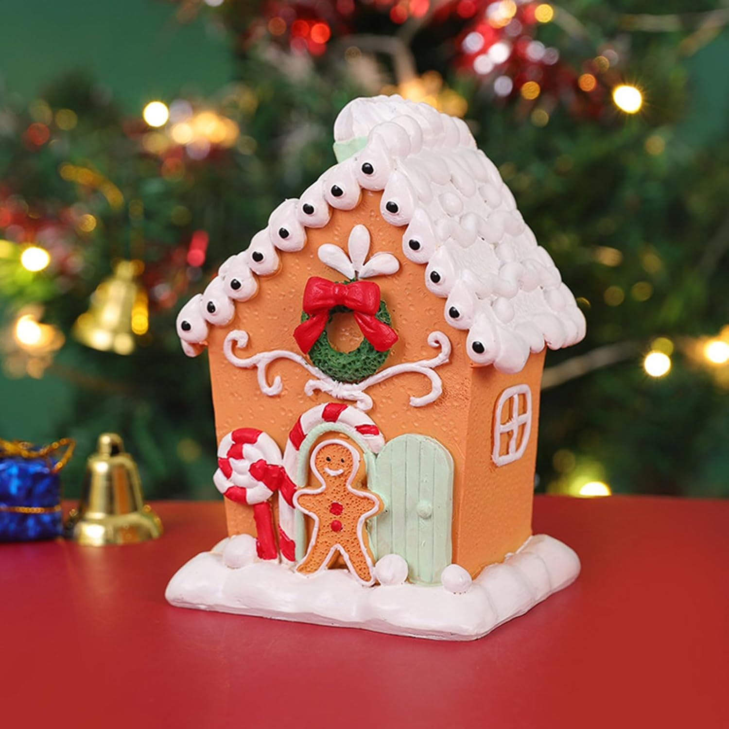 Christmas Gingerbread House, Exquisite Christmas Collectible Buildings Gingerbread House Village Cookies, Crafted Resin Tabletop Decoration Gift Idea for Christmas Women Kids image number 1