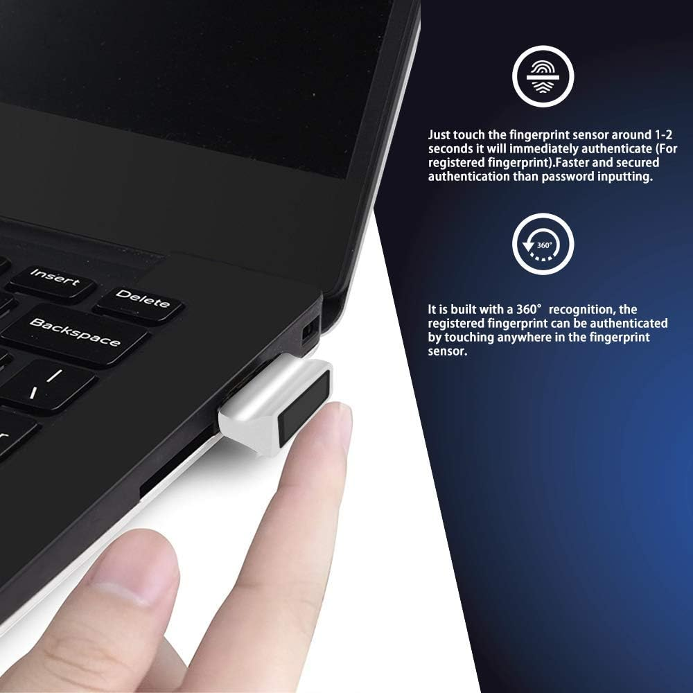 Mini USB Fingerprint Reader for Windows 10 Hello, TEC TE-FPA2 Bio-Metric Fingerprint Scanner PC Dongle for Password-Free and File Encryption, 360&deg; Touch Speedy Matching Security Key image number 5