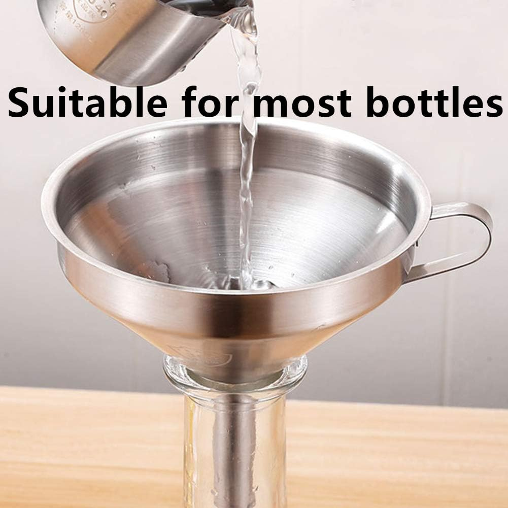 Funnel Filter Kit, Stainless Steel Kitchen Funnel with Removable Strainer/Filter for Transferring of Liquid, Fluid, Dry Ingredients & Powder image number 4