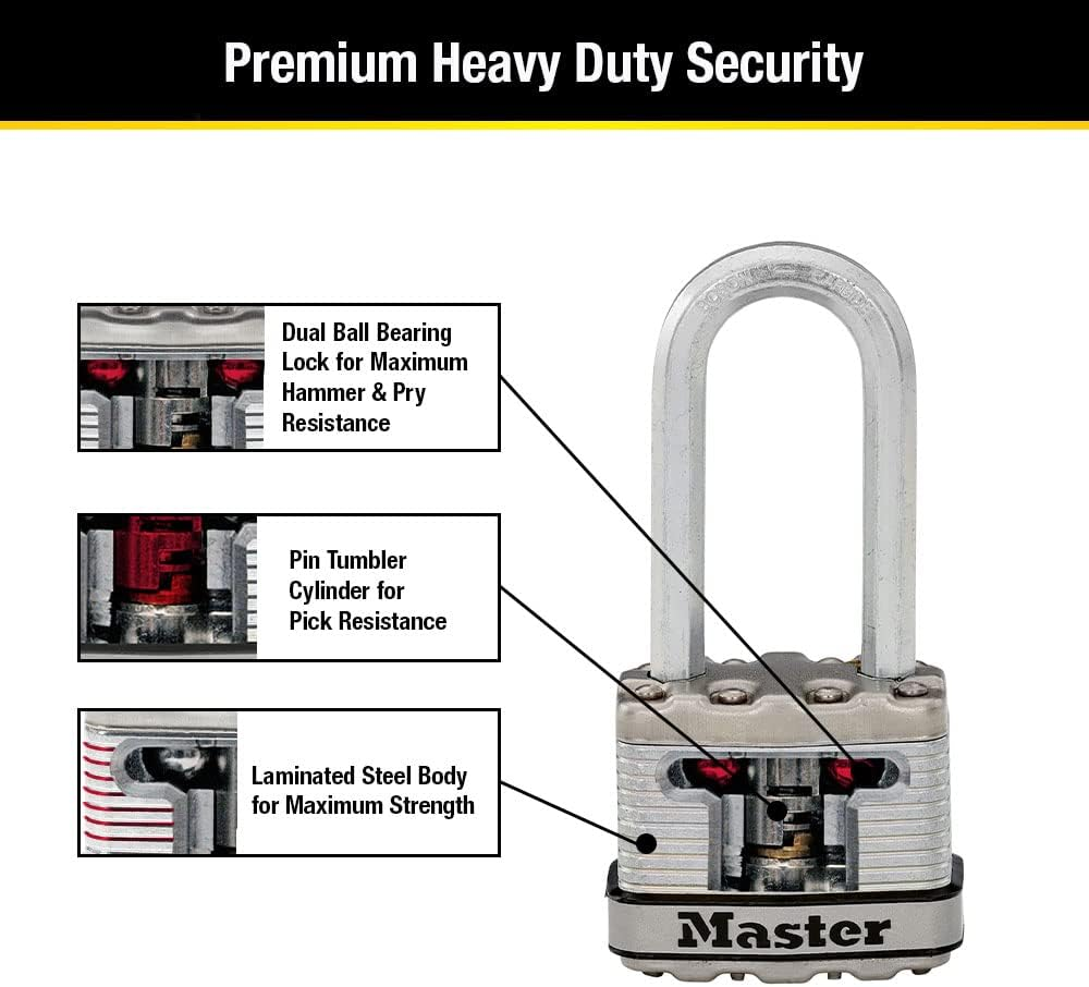 Master Lock M1XTRILH Magnum Laminated Steel Padlock with Shackle, 45 Mm Size (Pack of 3) image number 4