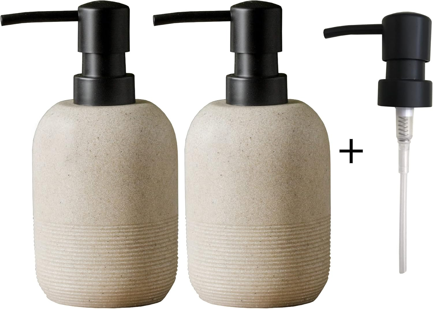 Galdal 2Pcs/Set Beige Hand Soap Dispenser Sets,Resin Liquid Soap Dispenser for Bathroom Countertop,Dish Wash Dispenser for Kitchen. - Black-1Pc image number 7