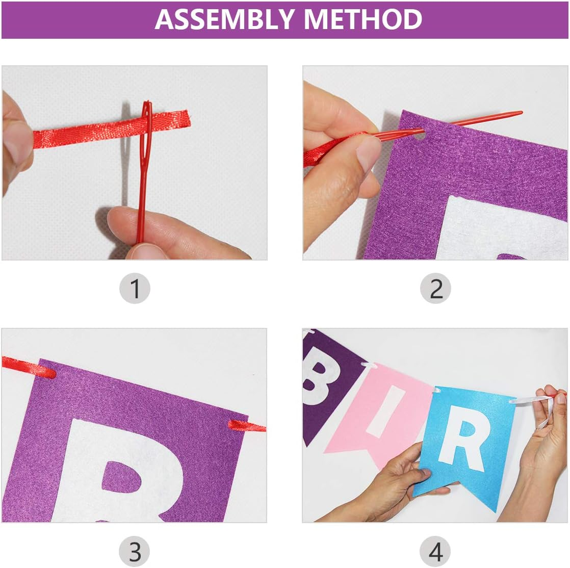 Colorful Happy Birthday Banner, Rainbow Happy Birthday Sign Happy Birthday Decorations Felt Bunting for Birthday Party Supplies, Happy Birthday Party Supplies for Girls Boys image number 5