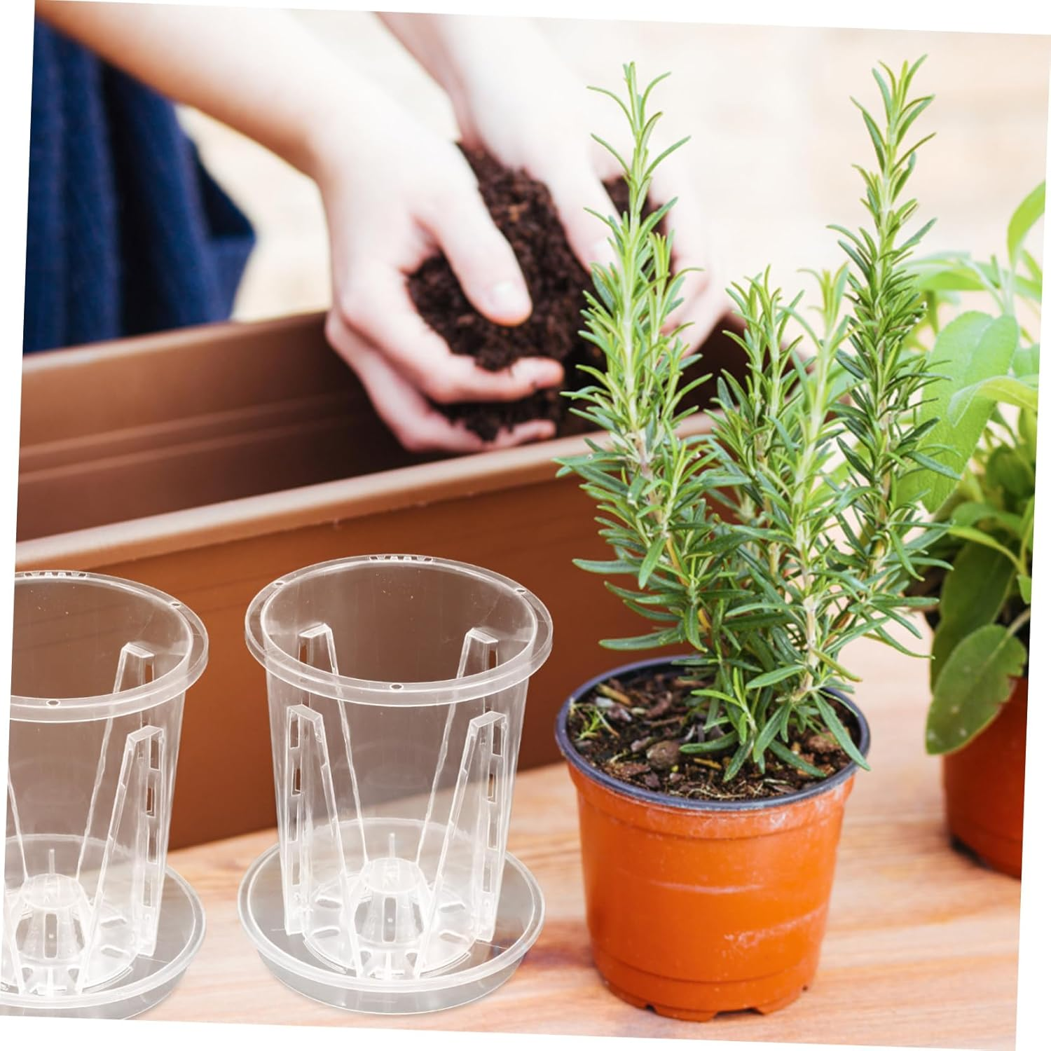 SUPVOX 5Sets Orchid Pots Saucers Breathable Slotted for Healthy Root Growth for Orchids and Flower Gardening image number 5