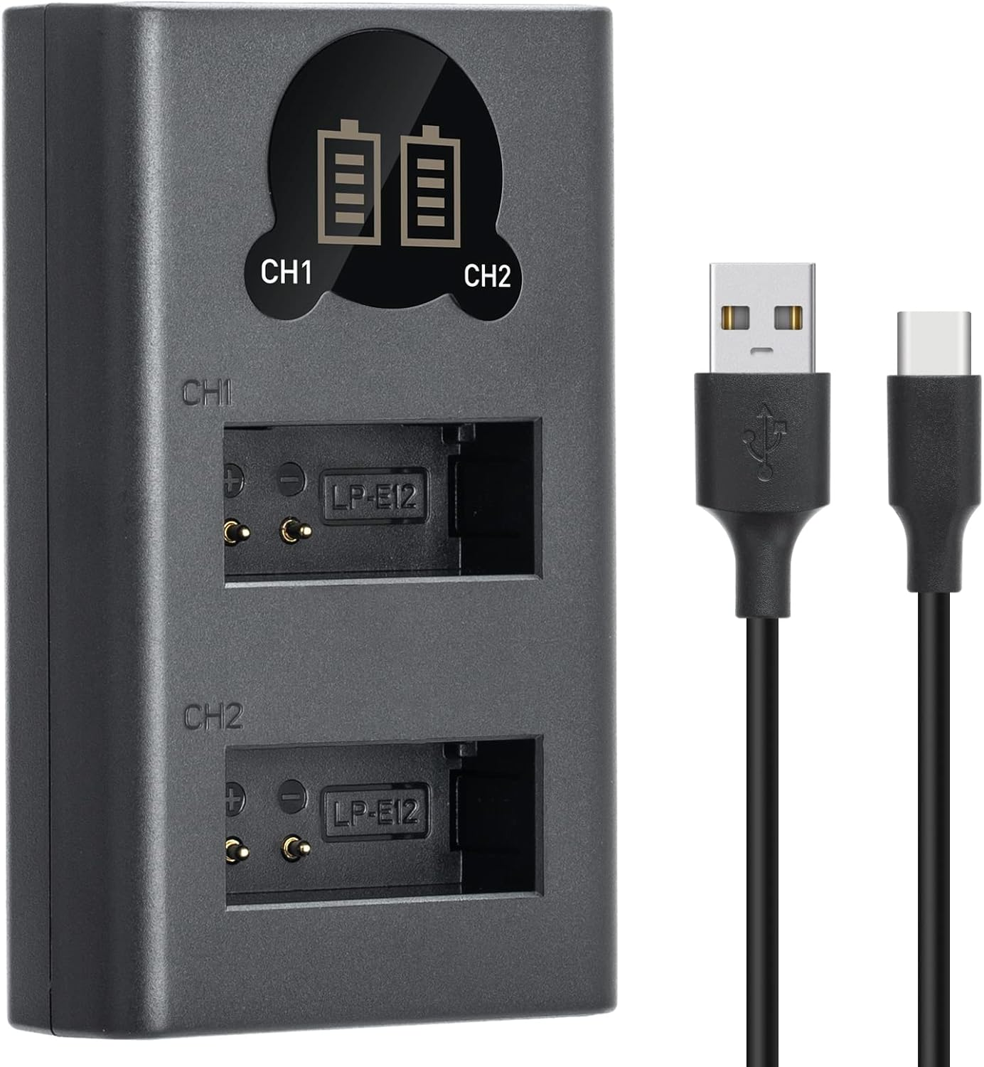 Kimaru LP-E12 Battery Charger, Double Slot LC-E12 Charger for Canon EOS M, M2, M10, M50, M50 Mark II, M100, M200, Rebel SL1, Powershot SX70 HS Cameras. image number 3