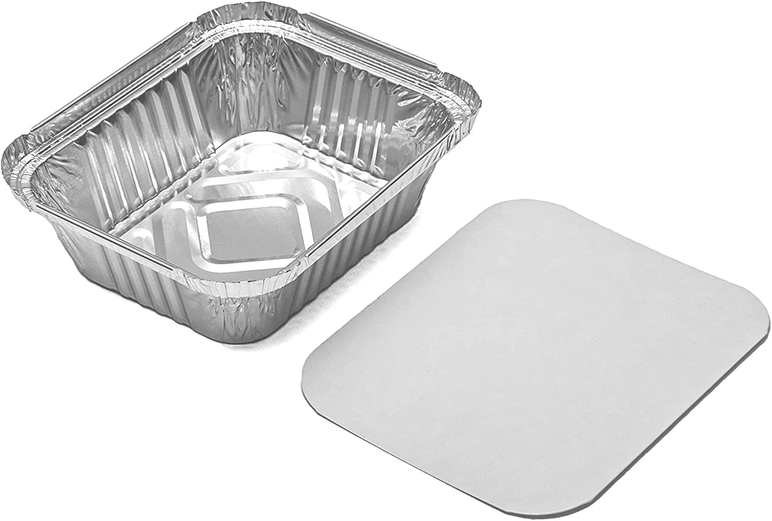 Pack of 50 Aluminium Disposable Foil Food Container with Lids, Reusable Takeaway Containers, Great for Baking Roasting Cooking Food Storage, 14 X 12 X 5Cm image number 5
