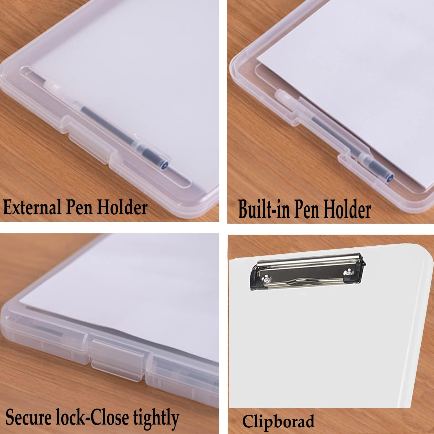 SAYEEC Clipboard with Storage, High Capacity Nursing Clipboard with Pen Holder, Plastic Storage Clipboard Folder with Low Profile Clip, A4 Portable Work Clipboard for Teachers School Office (White) image number 2