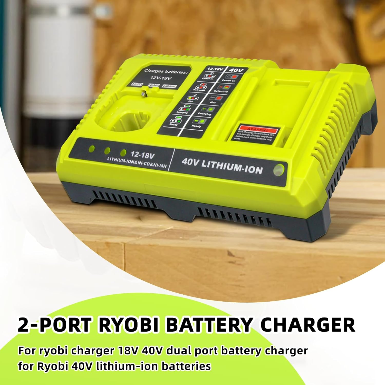 Dual Charger for Ryobi 12V 18V 36V 40V Battery Charger BPL3626 BPL3640 BCL3620 image number 1