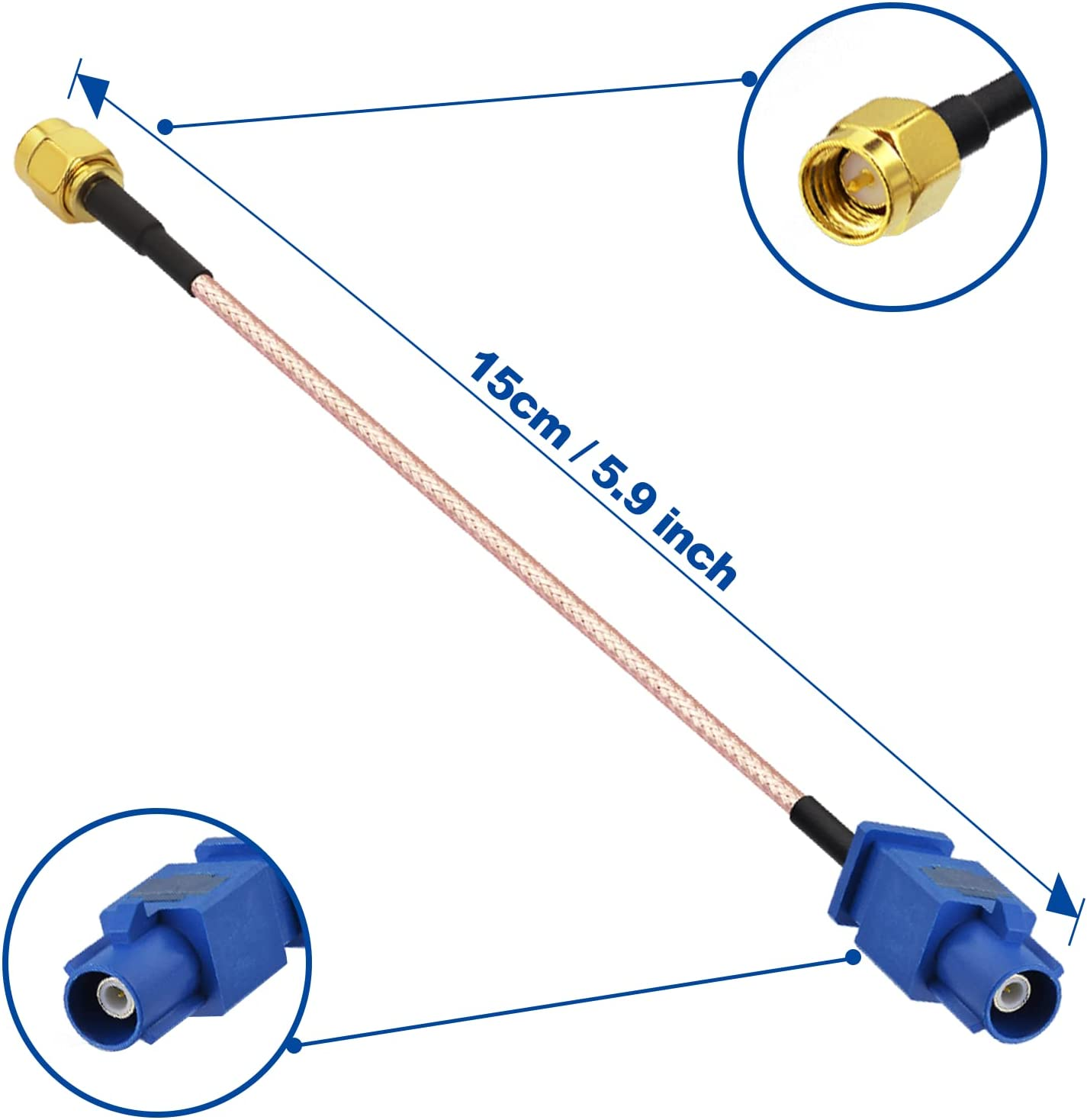 Bingfu Vehicle Car GPS Antenna Adapter Cable SMA Male to Fakra C Male Blue Coaxial Pigtail Cable 15Cm 6 Inch for Vehicle Truck SUV Car Stereo Head Unit GPS Navigation Receiver System GPS Tracker Modem image number 6