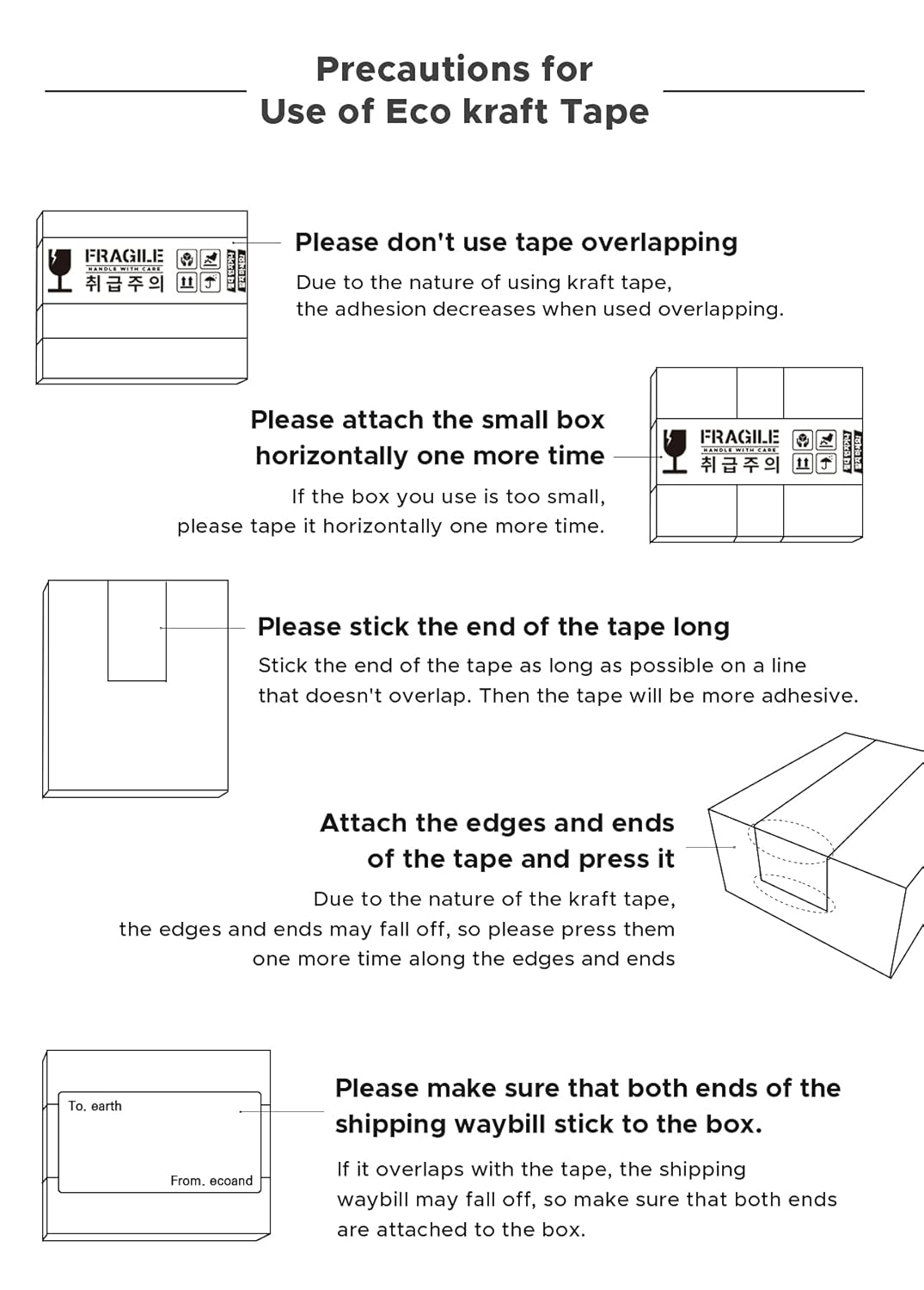 Brown Kraft Paper Tape, 2&rdquo; X 43 Yards, Writable Non-Coated Surface for Masking, Sealing, and Packaging Use, Eco-Friendly and Recyclable, Easy-To-Tear (Non-Printed)