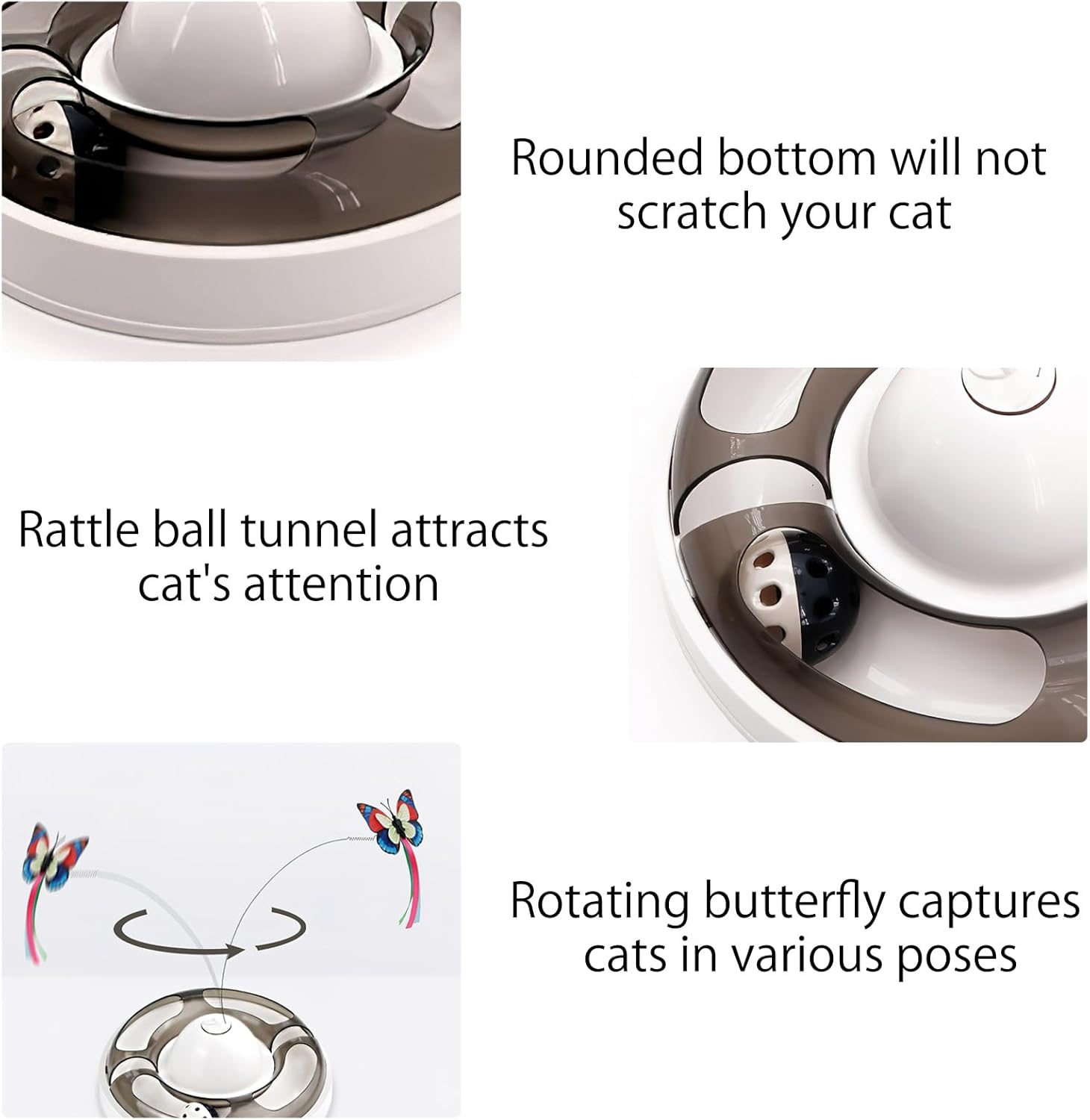 TNSLAND Interactive Cat Toy, Self-Employment Intelligence Electric with 2 Butterflies and 2 Balls, 3-Speed Tumbler Toy for Adults, Cat, Kittens, without Battery image number 6