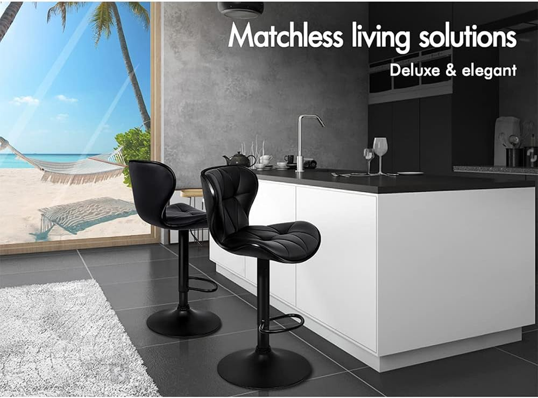 ALFORDSON Bar Stool 4Pcs Adjustable Kitchen Stools Luna Swivel Counter Barstools Dining Chair in 54-75Cm Seat Height for Home Bar Dining Room (All Black) image number 6