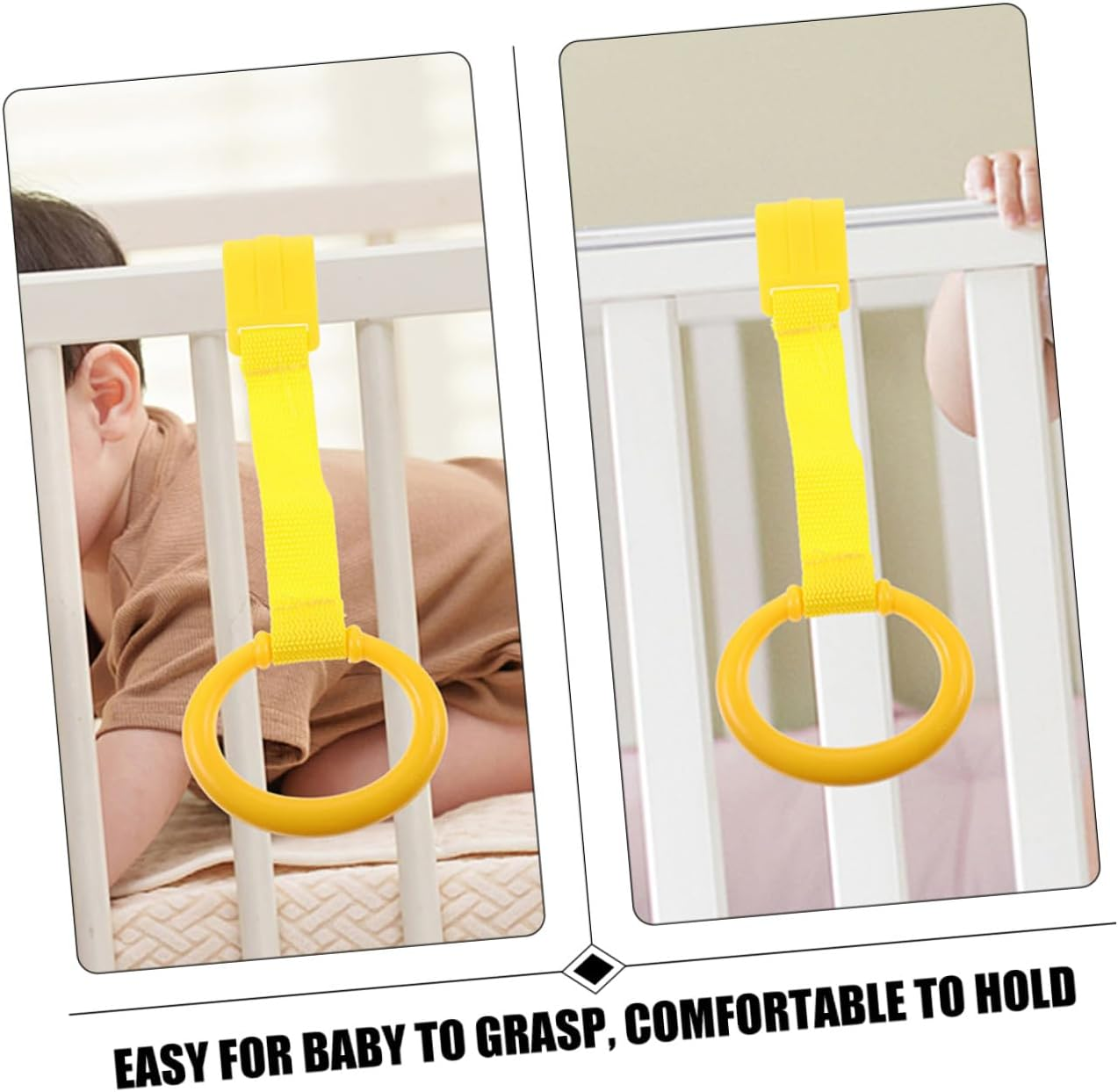 4Pcs Pull Rings for Crib Walking Assist Tools Portable Plastic Hand Pull Rings with Sturdy Webbing Strap No Screw Installation Safety Stand Support for Newborns image number 2