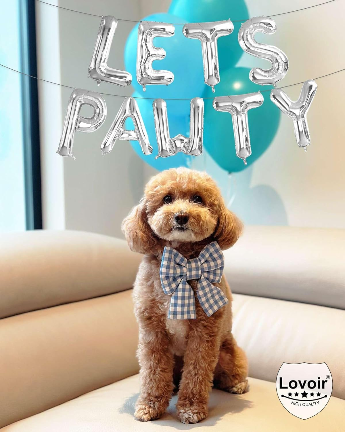 9 Pcs Lets Pawty Balloons Banner 16 Inch, Dog Cat Pet Birthday Letters Sign Lets Pawty Balloons Happy Birthday Banner for Pet Dog Cat Party Supplies Decorations (Silver) image number 4