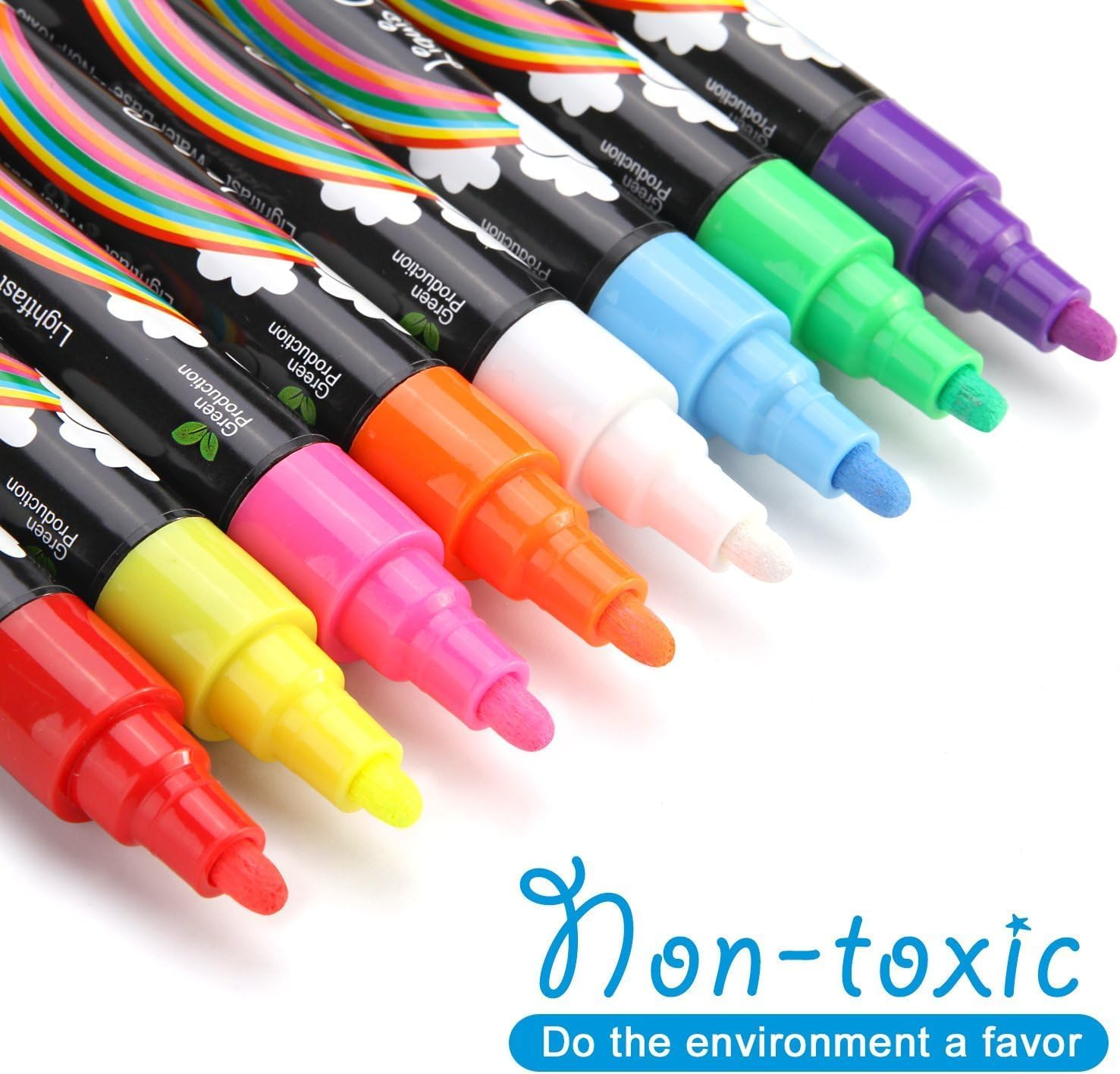 AGPTEK Fluorescent Marker Pen 8 Colors, Marker Pen Set for Writing Menu Board, Glass Bottle, Window image number 2