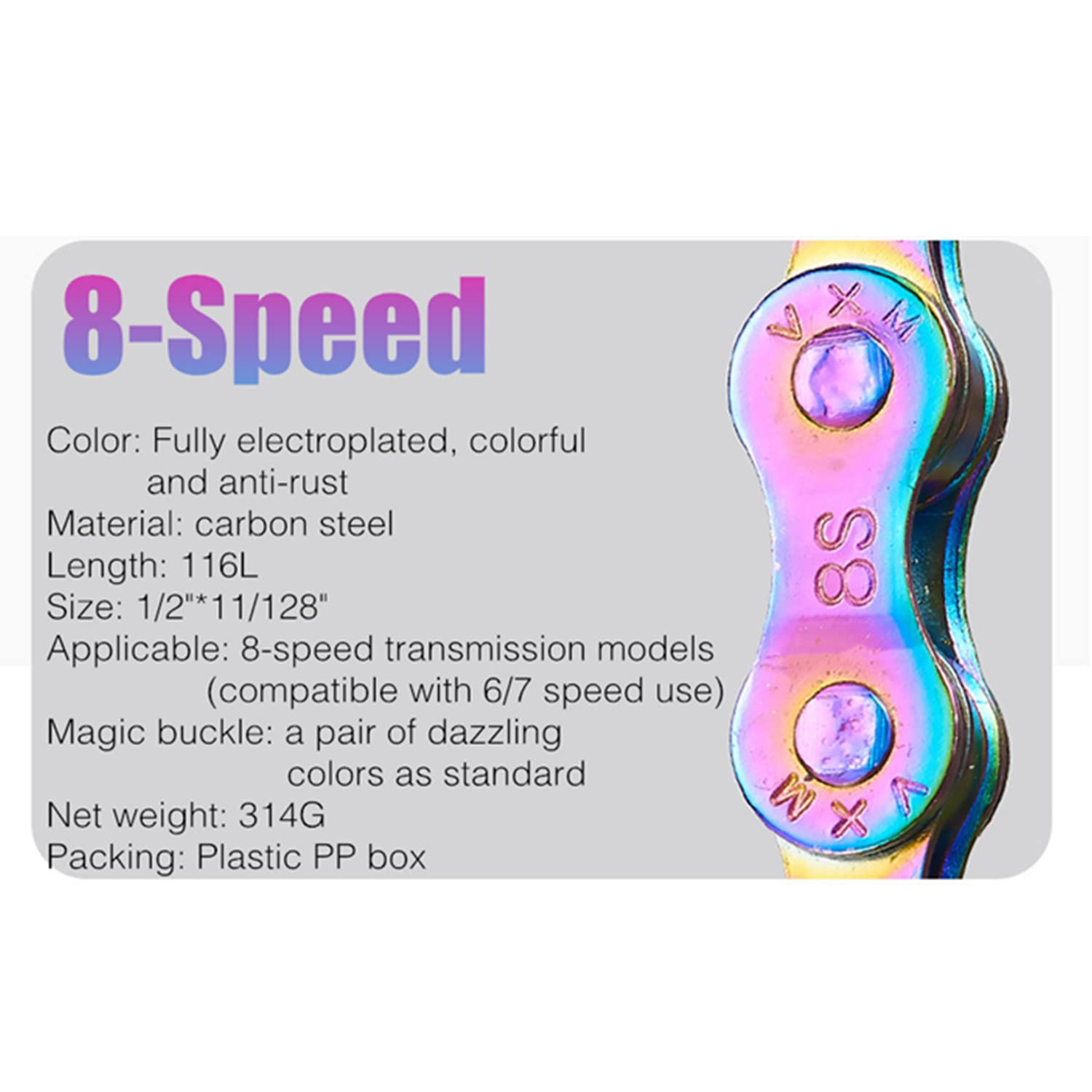 YBEKI Bike Chain 6/7/8/910/11 Speed Bicycle Chain 116 Links (6/7/8 Speed, Multicolour, 1) image number 5