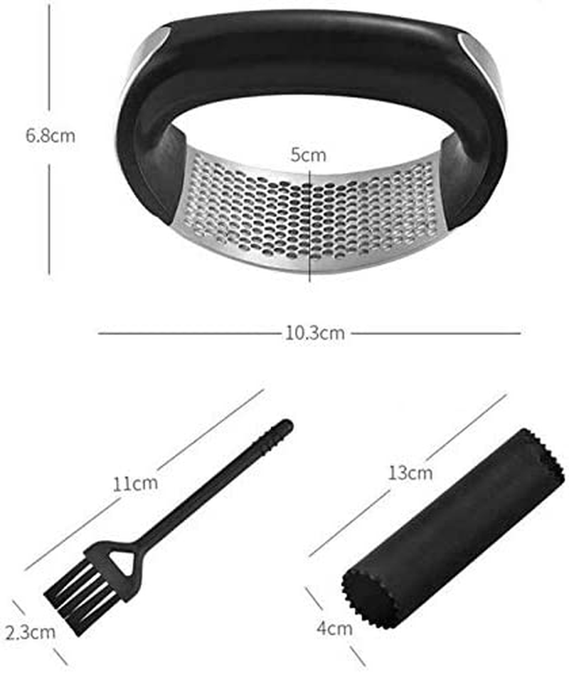 Checkered Chef Garlic Press Stainless Steel Rocker - Includes Silicone Garlic Peeler and Cleaning Brush - Rocking Garlic Press/Mincer/Chopper/Crusher image number 3