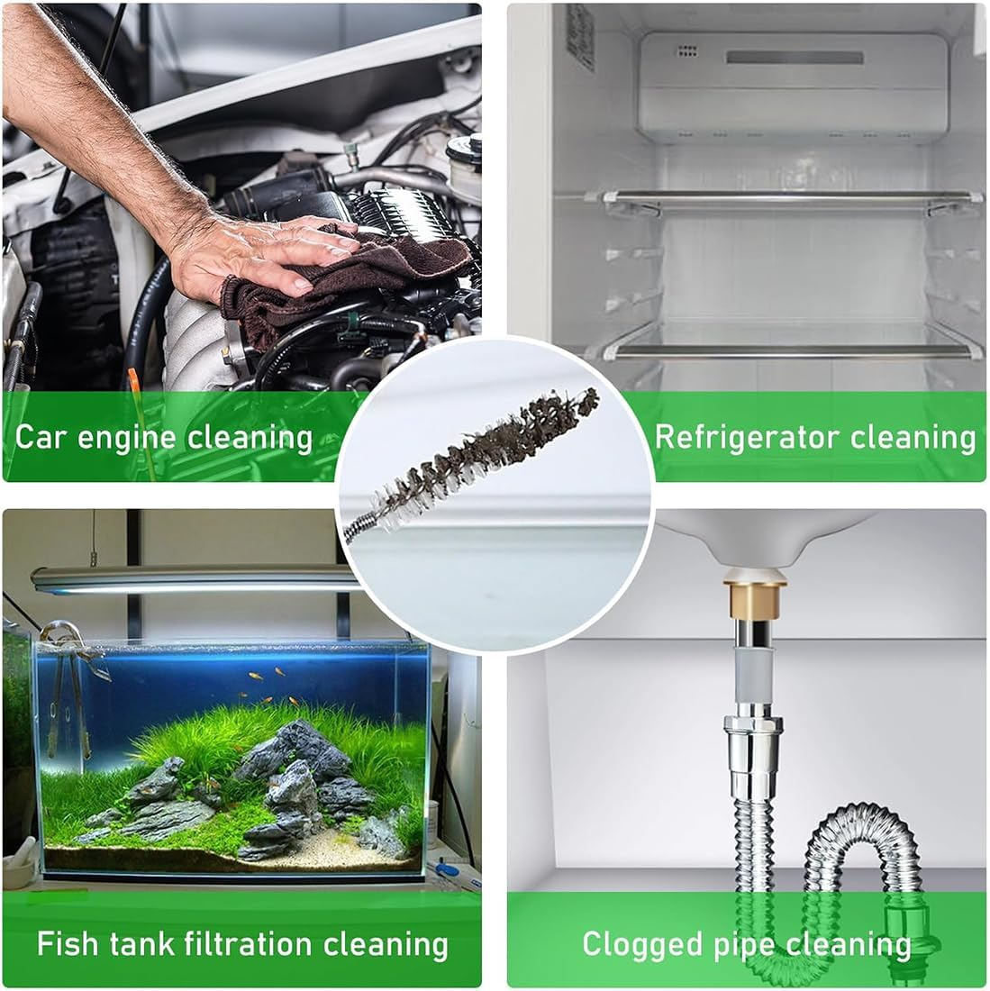 60Inch Long Wire Brush, Long Flexible Tube Cleaning Brush Drain Brush Hose Pipe Brush, Drain Cleaner Sunroof Drain Cleaning Tool for Car, Fridge, Home Kitchen, Fish Tank, Water Pump Accessories image number 1