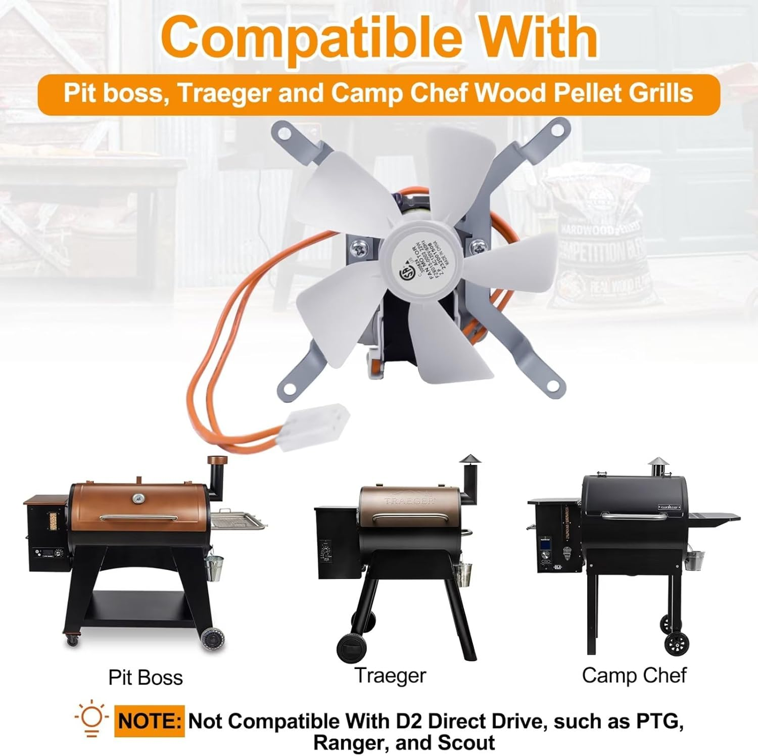 Upgraded Grill Induction Fan Replacement Part for Pit Boss, Traeger, Camp Chef Wood Pellet Grills, Sam'S Club, Z Grills Pellet Grills, AC120V 60Hz Grill Combustion Fan Kit Replacement Parts