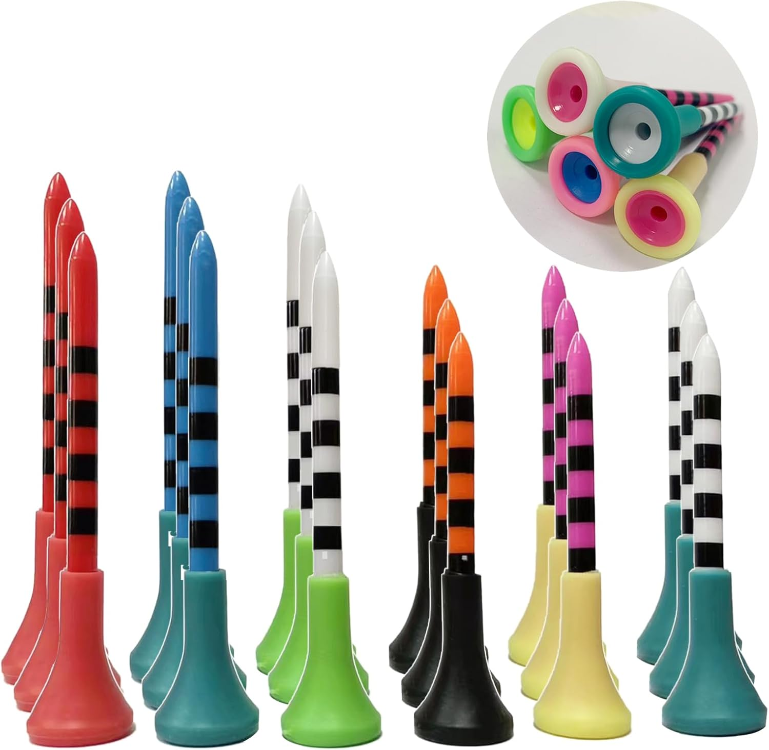 Professional Plastic Golf Tees, 50 Pack, 2 Sizes (3-1/4Inch ，2-3/4Inch), Mixed Colours image number 3