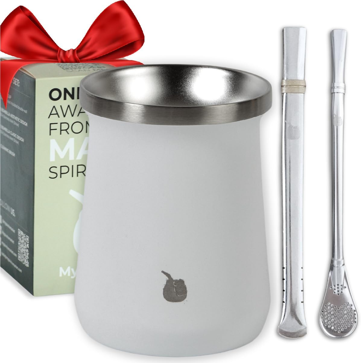 Gaucho-Market Yerba Mate Cup Gourd Double-Wall Insulated Vacuum Stainless Steel Mate Tea Cup Set with Lid, Includes Bombilla (Straw) and a Brush. (Revolution Black)&hellip;