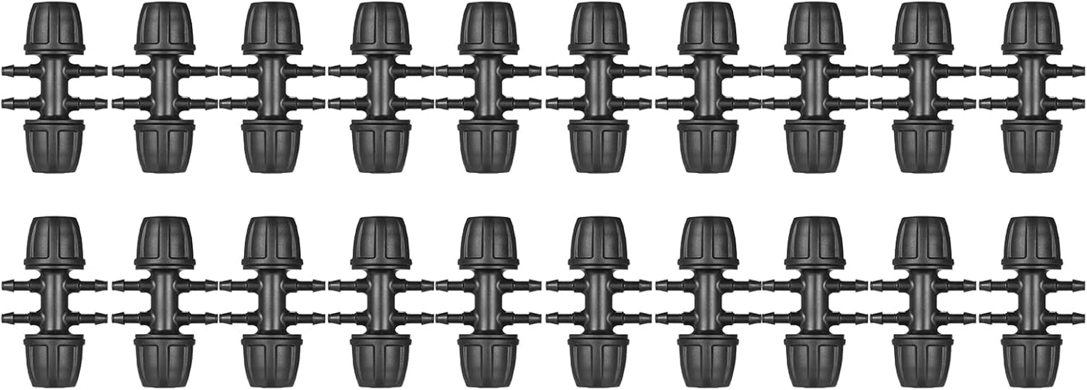 20 Pieces Barbed Tee Drip Rigation Tubing Connectors Hose Joi 1/2 Inch to 1/4 Inch 6 Way Fittings Adapter Black S image number 3