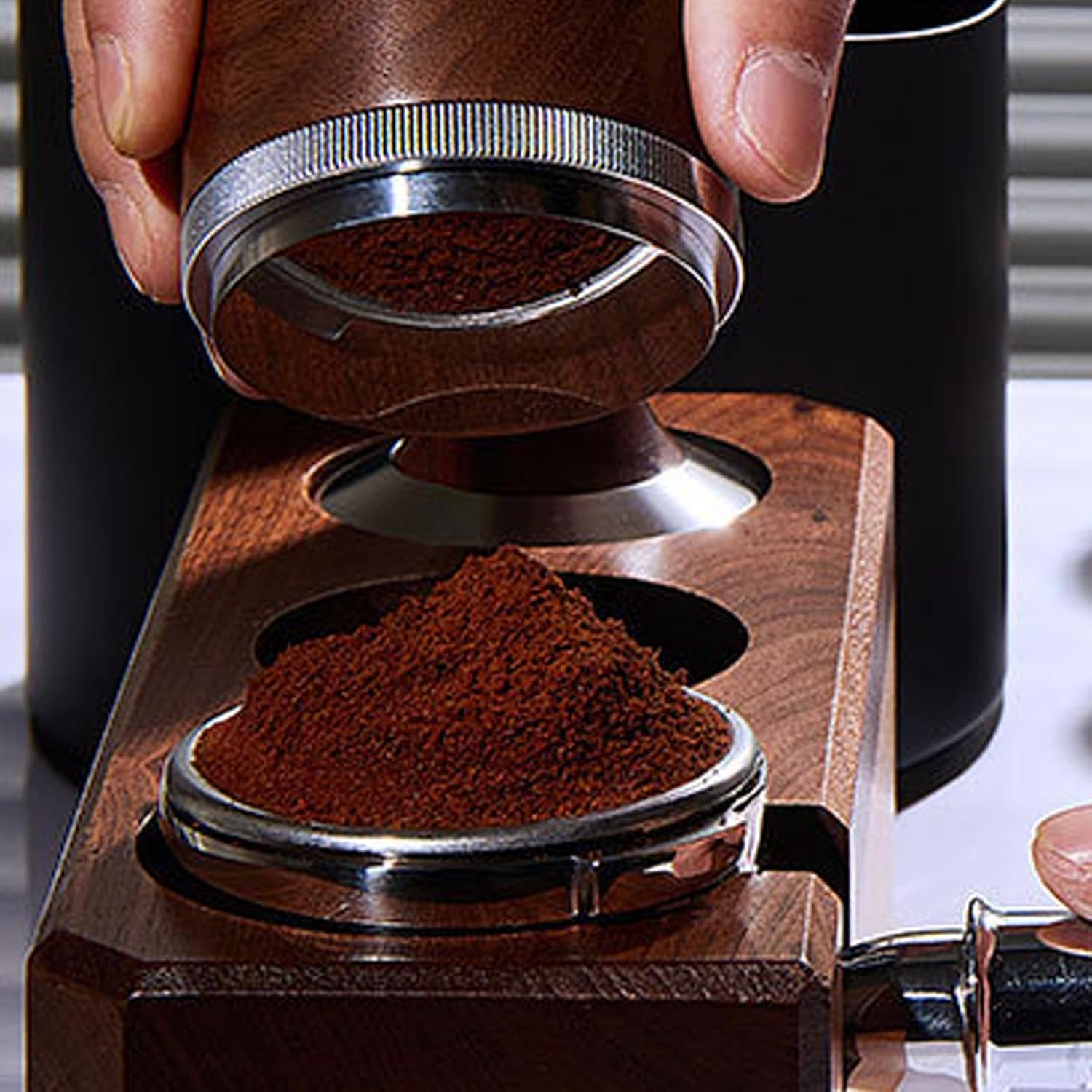 58Mm Bottomless Portafilter, Stainless Steel Naked Portafilter with 2 Ears & Wood Handle Coffee Portafilter for GAGGIA for Baby, for Classic, for Espresso Deluxe, for Evolution - Style 2 image number 3