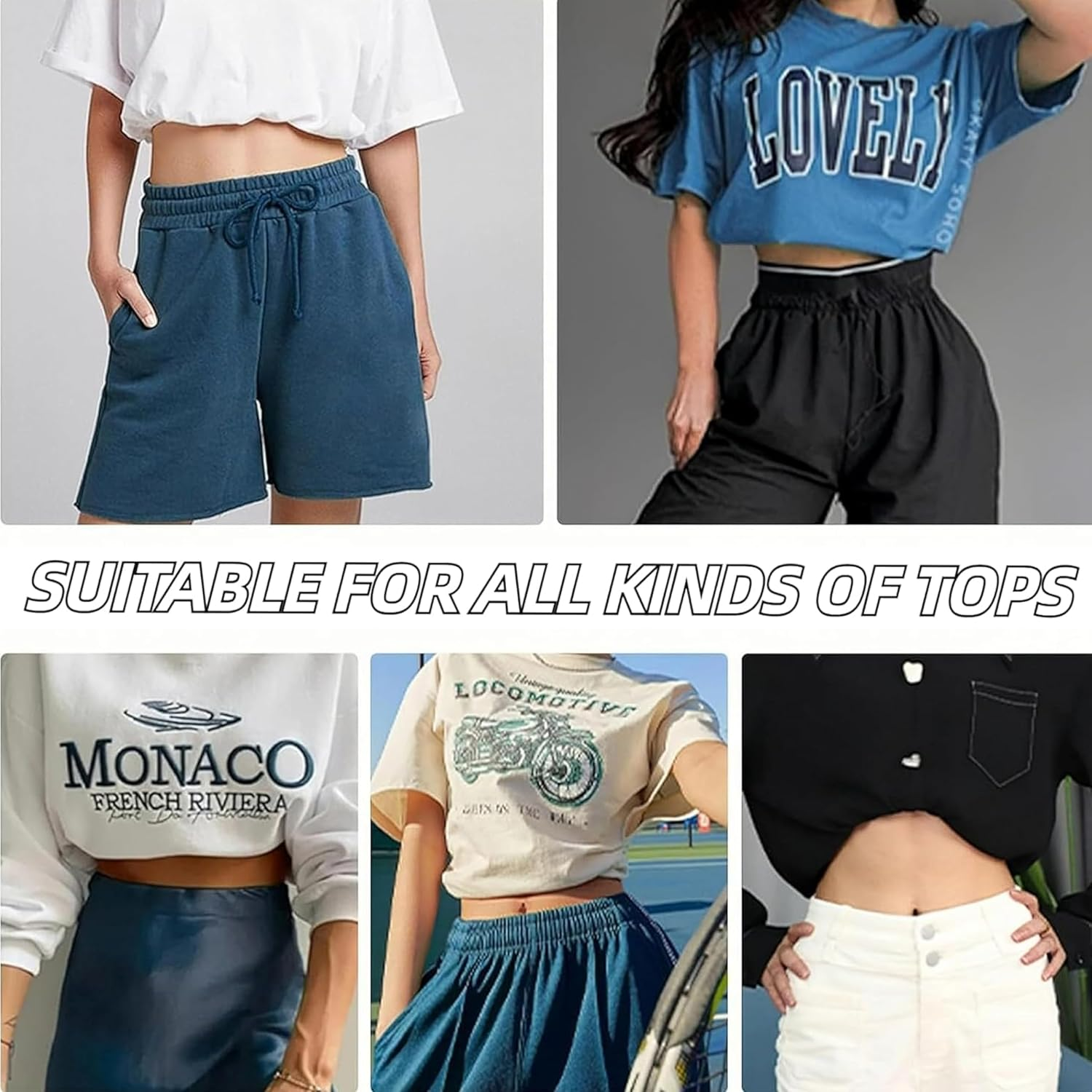 Crop Top Tucking Band Set, 4-Pack, Adjustable Elastic Shirt Retaining Straps image number 5